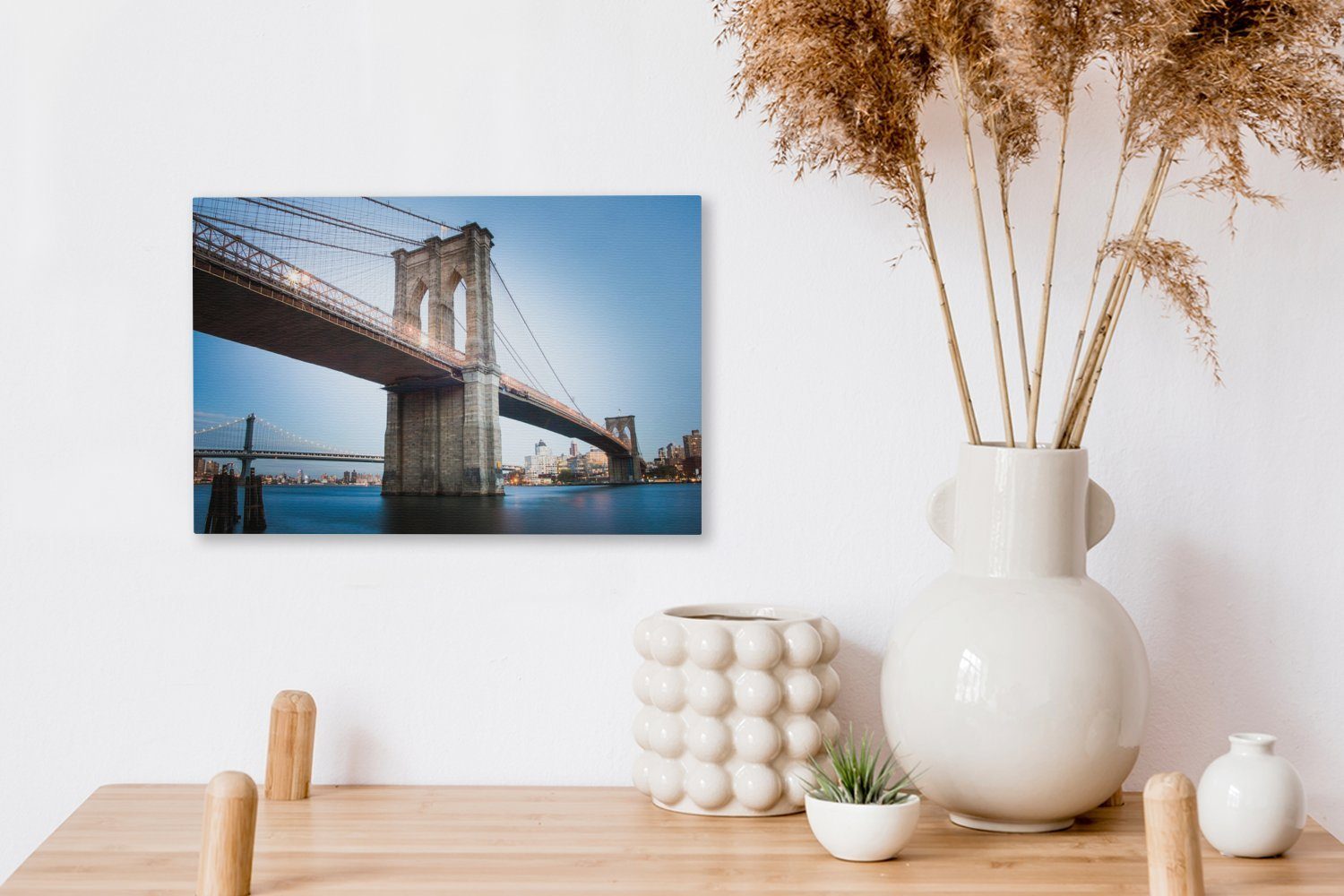 Brücke Wanddeko, (1 Wandbild cm Amerika, Aufhängefertig, Brooklyn 30x20 St), OneMillionCanvasses® Leinwandbild Leinwandbilder, - -