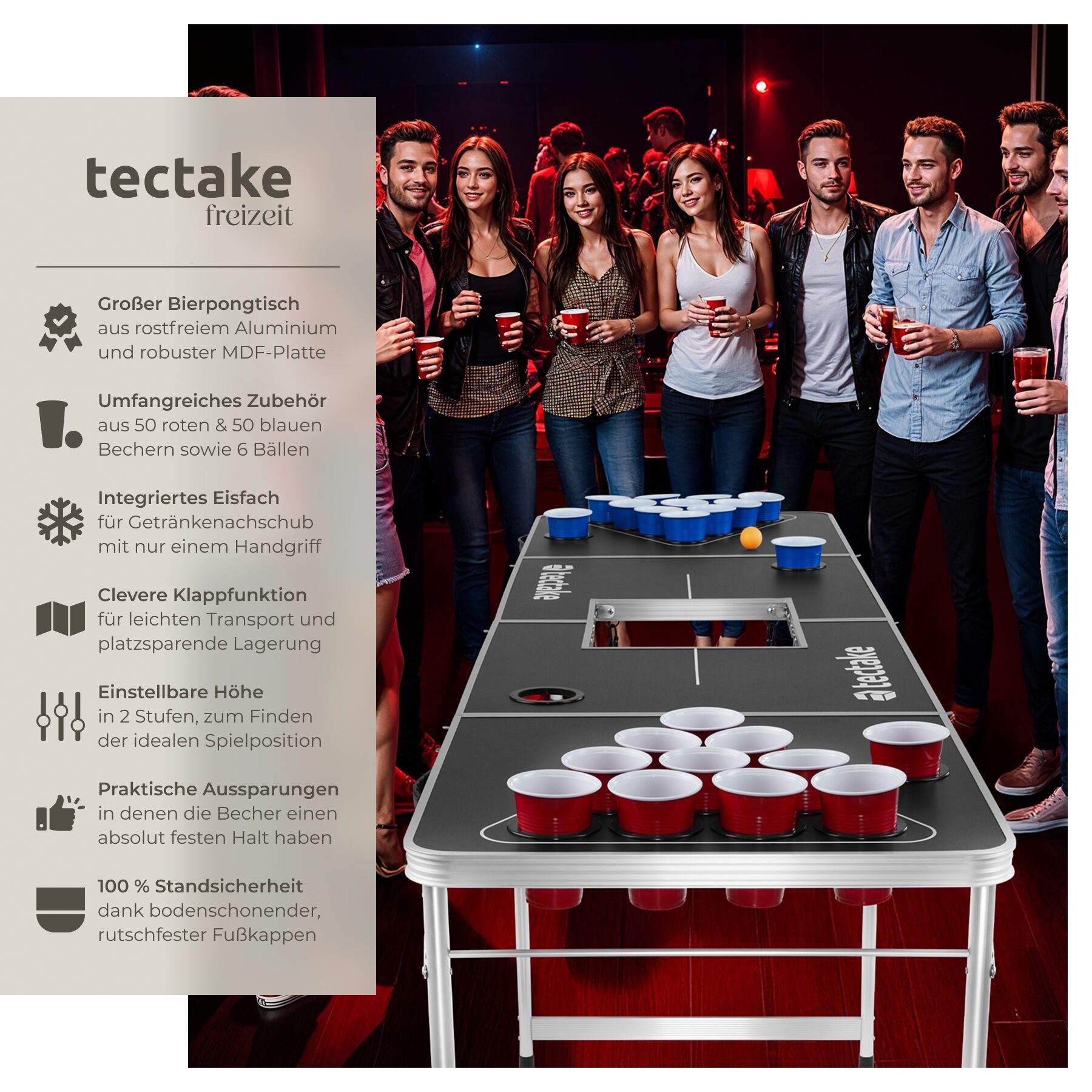tectake Spieltisch Bierpong-Tisch, aus Aluminium mit günstig online kaufen