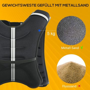 HOMCOM Gewichtsweste Weight Vest Krafttrainning Oxford-Gewebe Metallsand Schwarz 40 x 35 cm, (Set, 1-tlg., 1 Gewichtsweste), einstellbare Haltegurte