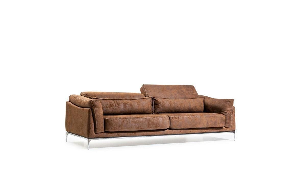 Teile Wildleder Möbel Optik Braune Couch JVmoebel 3-Sitzer Dreisitzer Sofa Sofas, Weiche 1