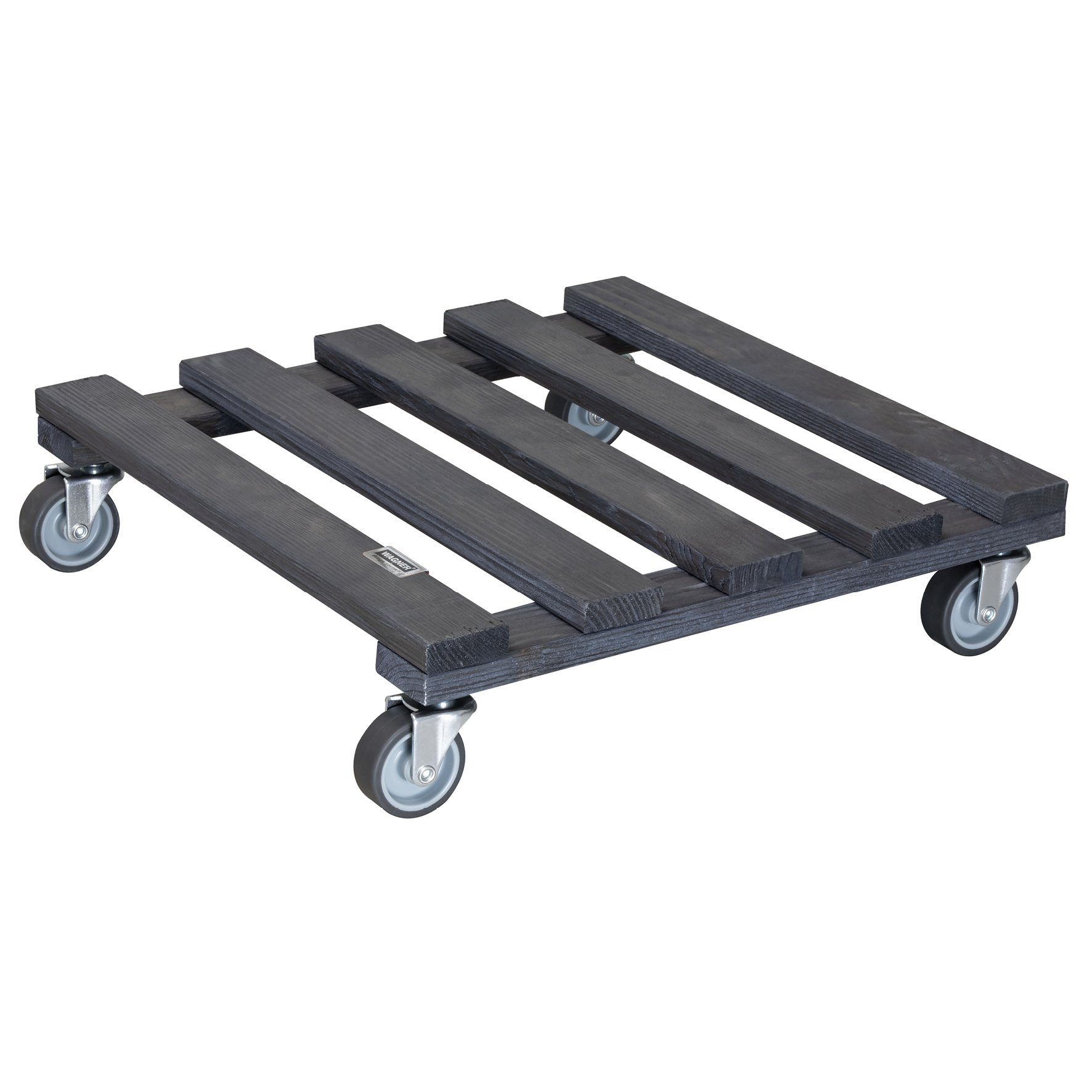 WAGNER design yourself Pflanzenroller PALETTI eckig 38 x 38 x 9,5 cm I für Innenbereich & Außenbereich I harte & softe Rollen I aus FSC®-Massivholz, kastanie & anthrazit I Tragkraft 120 kg I Made in EU