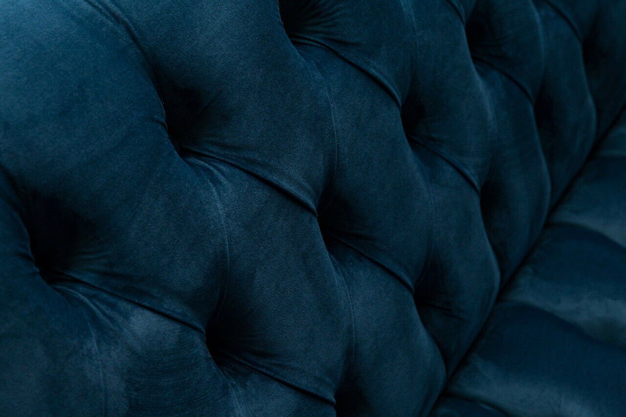 Blaue Knöpfen. Chesterfield-Sofa mit Neu, Polster Sofa Stoff Textil JVmoebel Couch Leder Die Rückenlehne Couchen Chesterfield