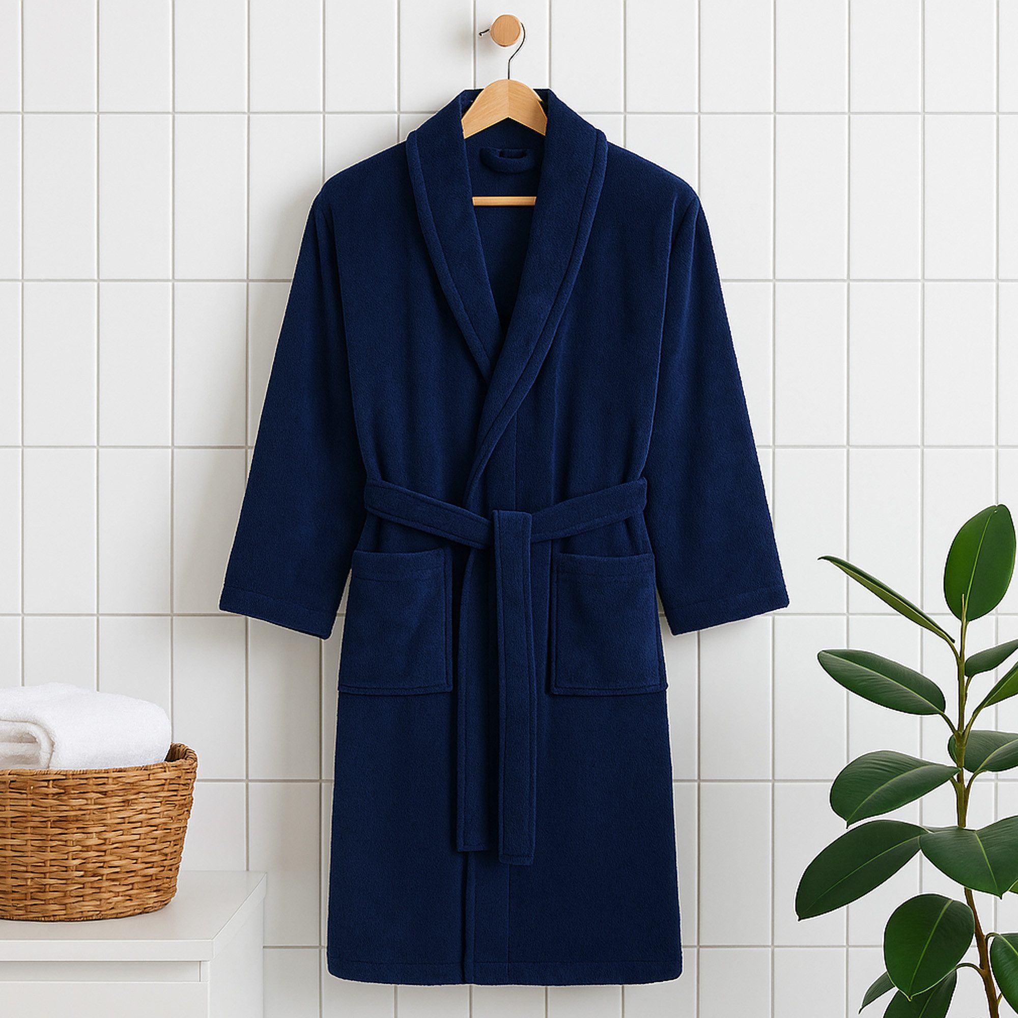 Bestlivings Bademantel Morgenmantel Übergröße (4XL -6XL), Polyester, Schalkragen, Gürtel, 2 Taschen und Lasche zum Aufhängen