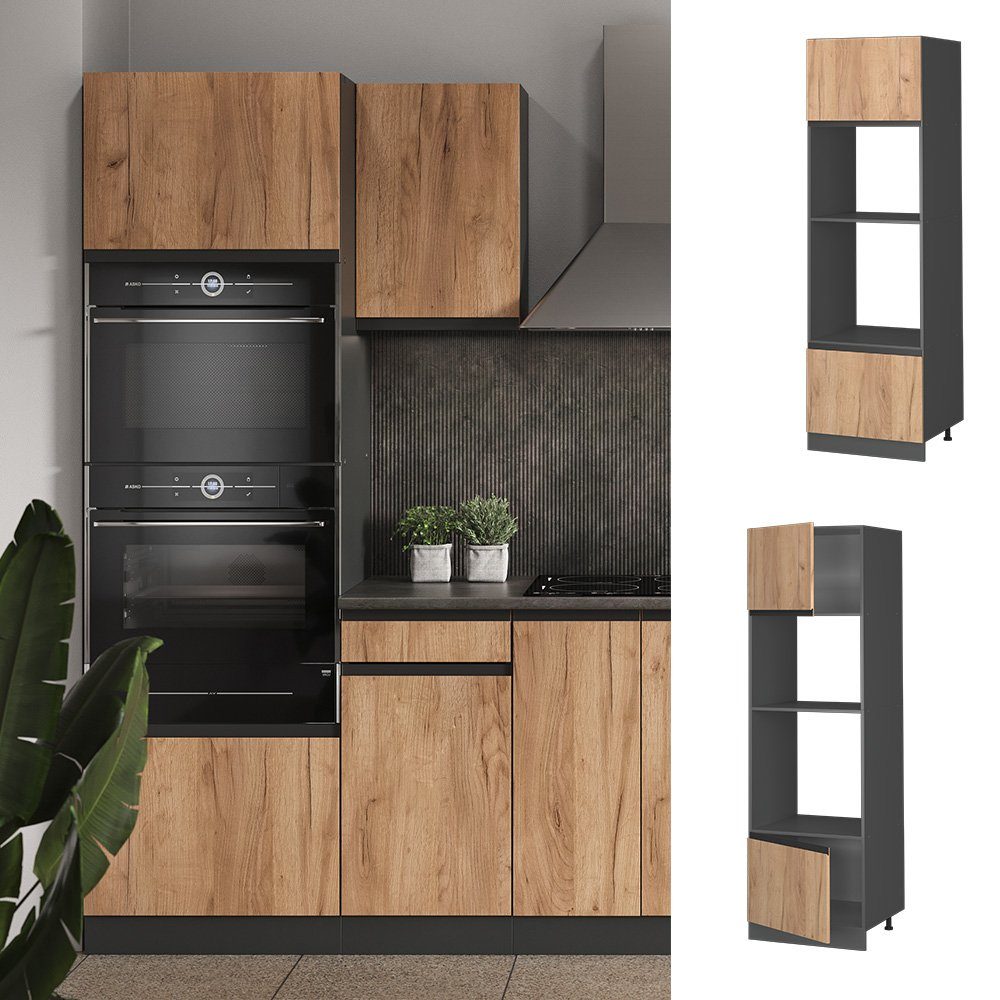 Vicco Mikrowellenumbauschrank R-Line, Goldkraft Eiche/Anthrazit, 60 günstig online kaufen