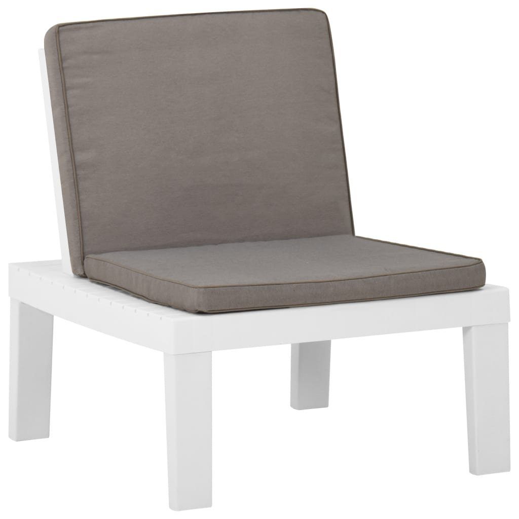 vidaXL Gartenstuhl Garten-Lounge-Stuhl mit Auflage Kunststoff Weiß (1 St) Weiß | Weiß