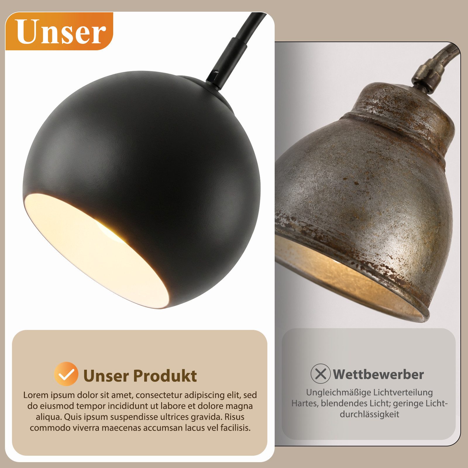 Nettlife Stehlampe Bogenlampe Wohnzimmer Schwarz/Antik Bronze Retro Metallschirm E27 40W, ohne Leuchtmittel, 160 cm ideal als Leseleuchte für Wohnzimmer – Bild 5 von 5
