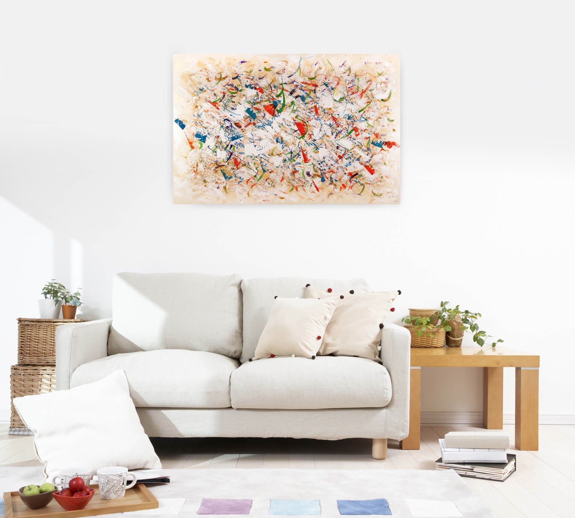 Wandbild Gemälde Frühlings cm, des Vorboten Leinwandbild KUNSTLOFT HANDGEMALT 100% Wohnzimmer 120x80