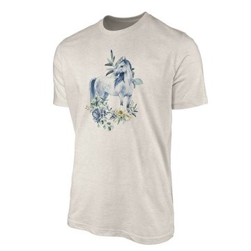 Sinus Art T-Shirt Herren Shirt 100% gekämmte Bio-Baumwolle T-Shirt Aquarell Pferd Blumen Motiv Nachhaltig Ökomode aus (1-tlg)