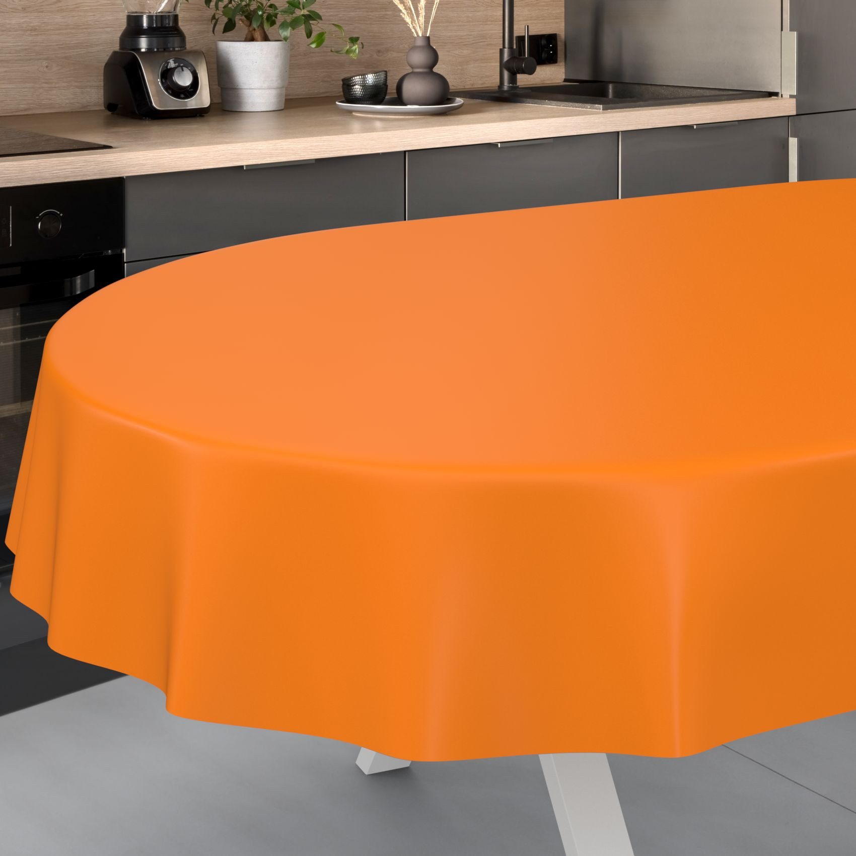 ANRO Tischdecke abwaschbar Wachstuch-Tischdecke Gartentischdecke (Einzelstück 1-tlg), wasserabweisend Einfarbig Orange Breite 140cm