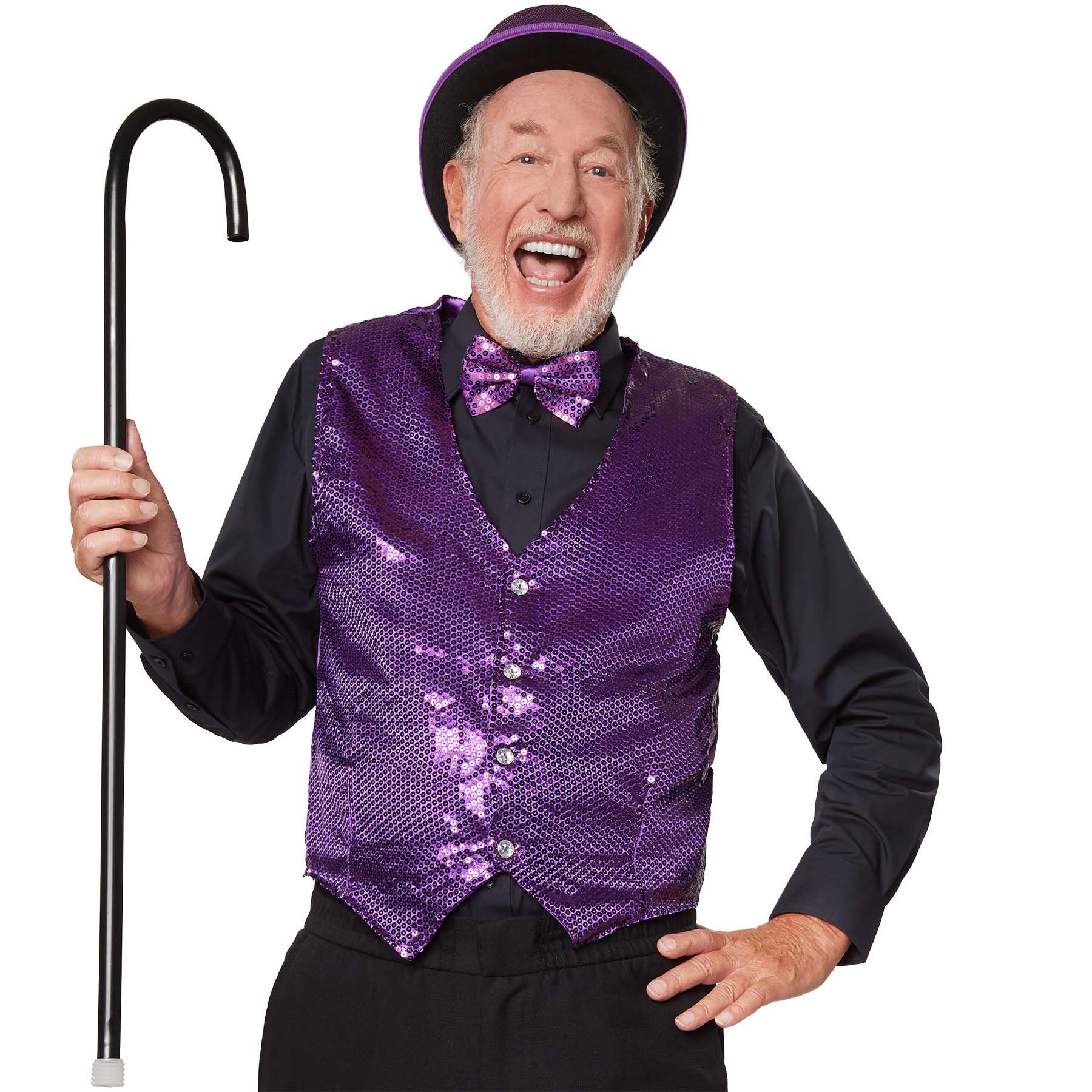 dressforfun Kostüm Faschingskleidung/Maskeradenverkleidung, Hutgröße 59/Höhe 12,5 cm, in der Farbe lila, Glitzernde Oberfläche und nach oben gewölbte Krempe