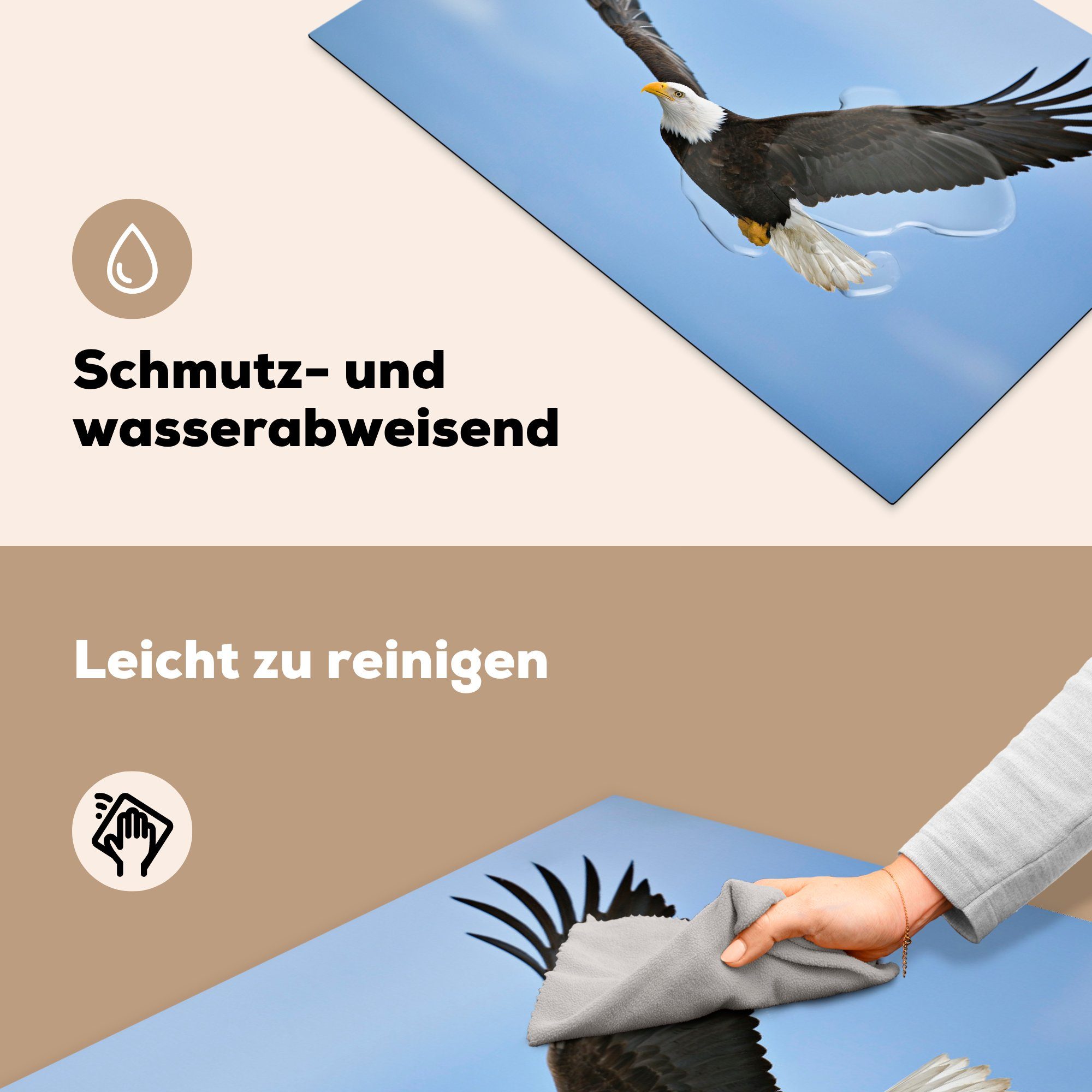 MuchoWow Herdblende-/Abdeckplatte Vogel (1 81x52 küche, Amerika, Induktionskochfeld die Vinyl, für - cm, Seeadler Ceranfeldabdeckung tlg), - Schutz