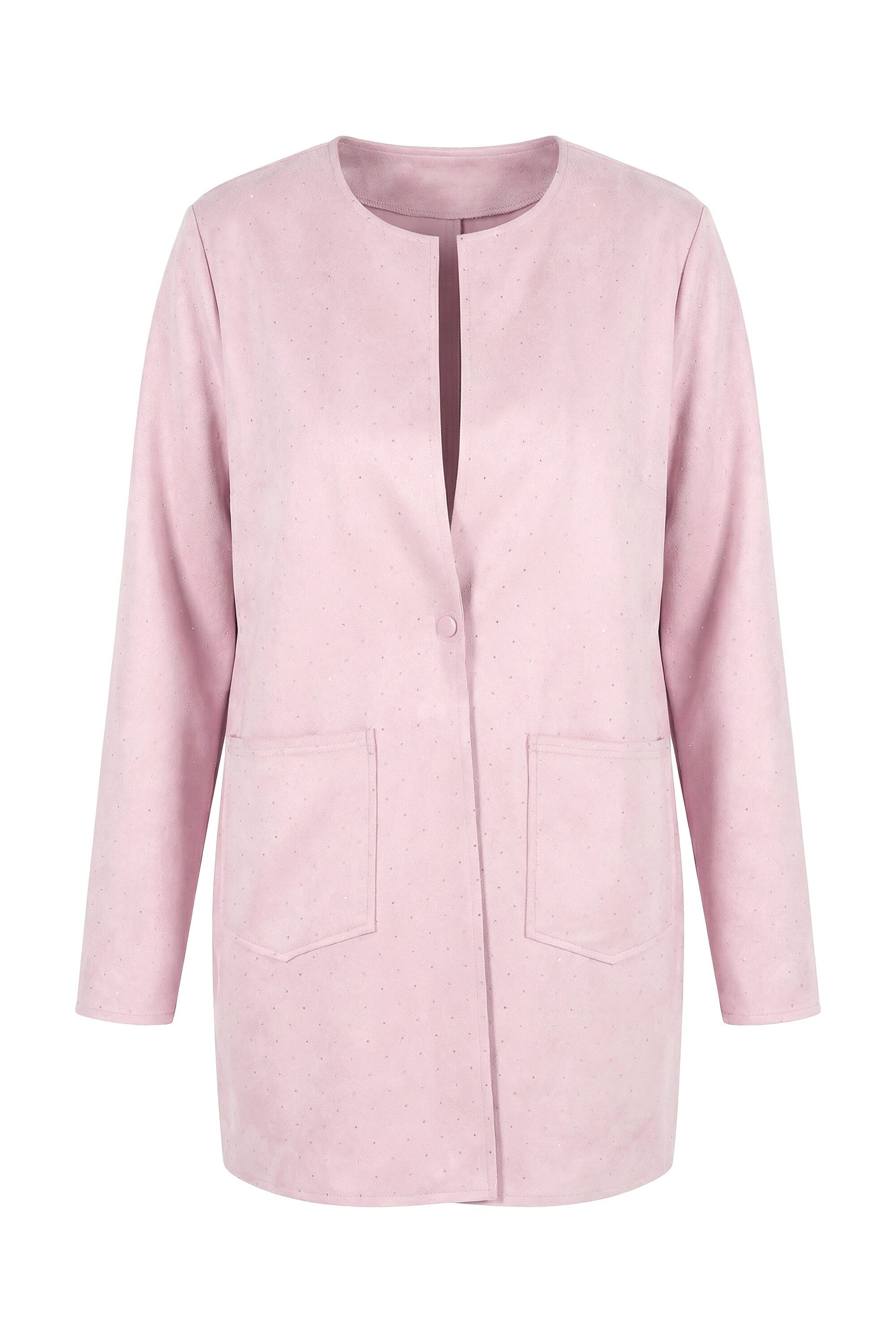MIAMODA Sommerjacke Veloursjacke gerade Passform Glitzersteinchen