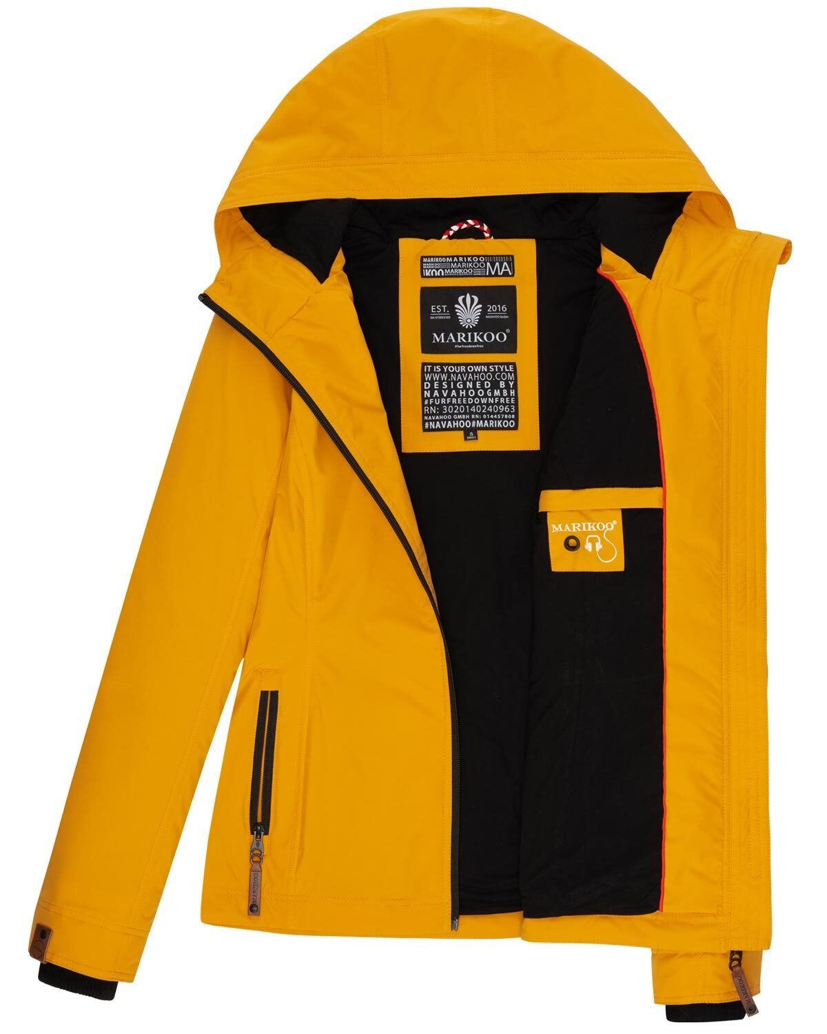 Marikoo Outdoorjacke Brombeere Sportliche Übergangsjacke mit Kapuze und schützendem Kragen – Bild 5 von 5