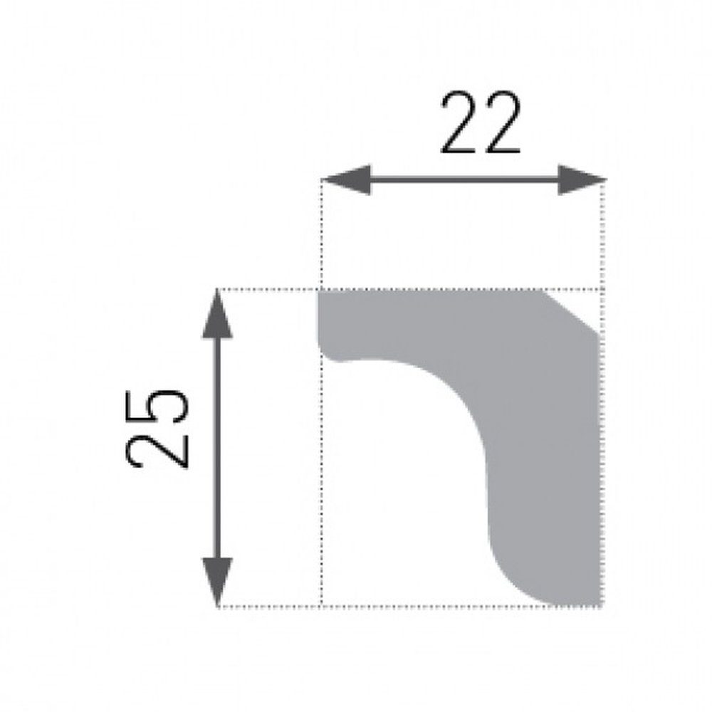 PROVISTON Stuckleiste Polystyrol, 22 x 25 x 2000 mm, Weiß, Deckenleiste, Kleben, Polystyrol, 1-St.