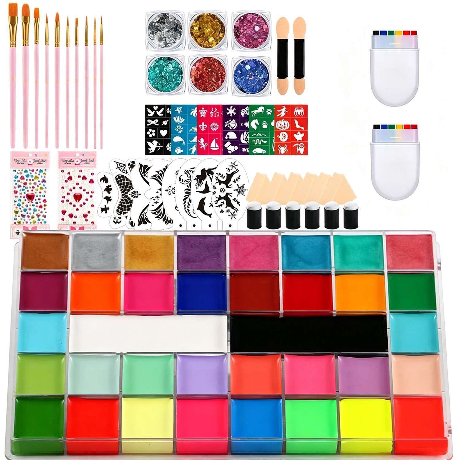 DEBAIJIA Theaterschminke 36 Farbe Gesichtsbemalungs-Set Theaterschminke Halloween-Party-Make-up