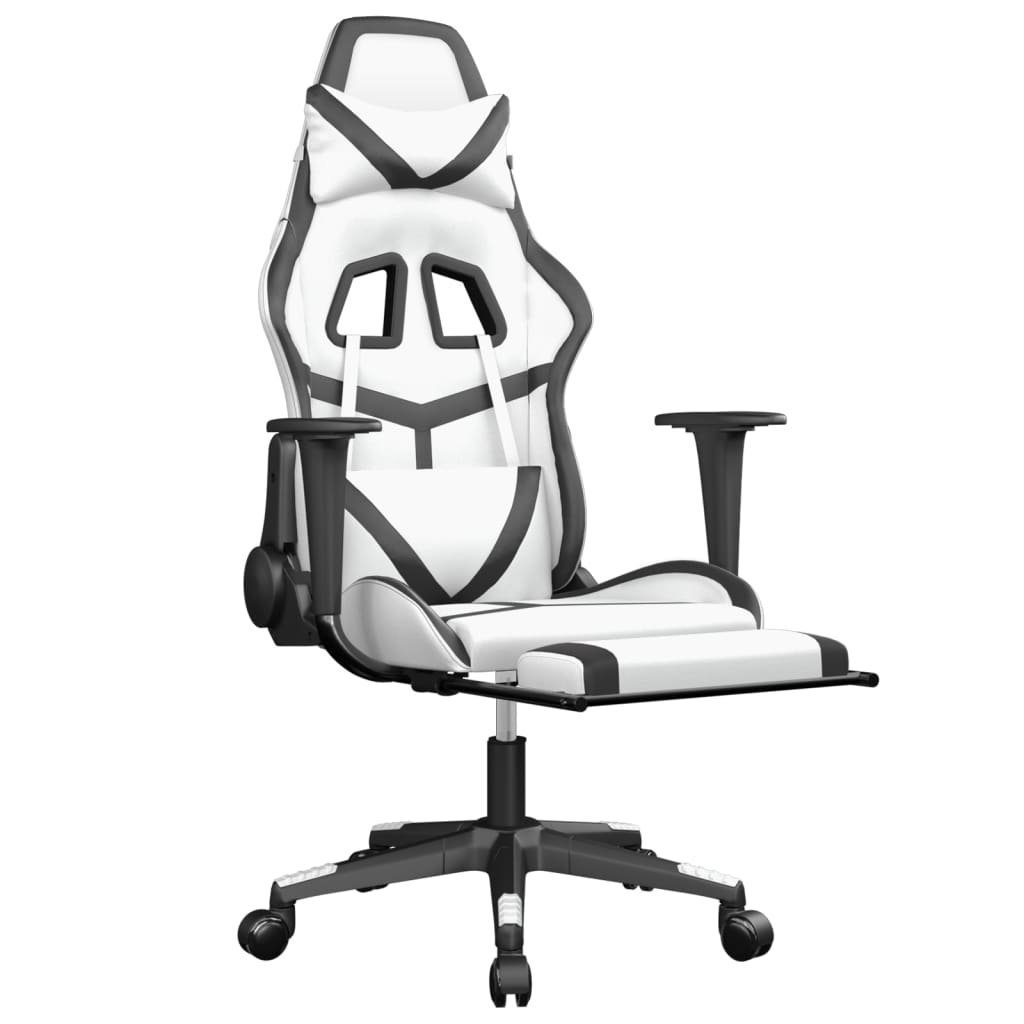 Kunstleder Gaming-Stuhl und St) mit (1 Fußstütze furnicato Schwarz Weiß