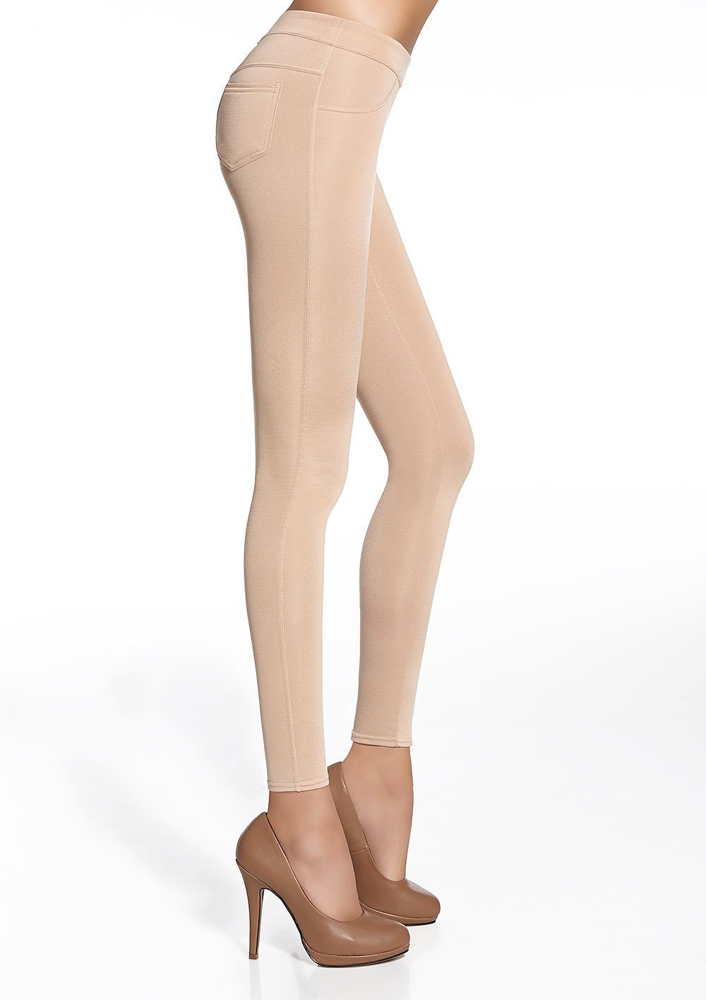 Bas Bleu Leggings Leggings Leggins Hose lang weich blickdicht 200den Marika creme-ecru 2 weich