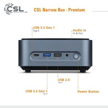 CSL Narrow Box Premium / 32GB / 500 GB M.2 SSD / Win 11 Pro Mini-PC (Intel® N6000, Intel® UHD Graphics, 8 GB RAM, 500 GB SSD, passiver CPU-Kühler)