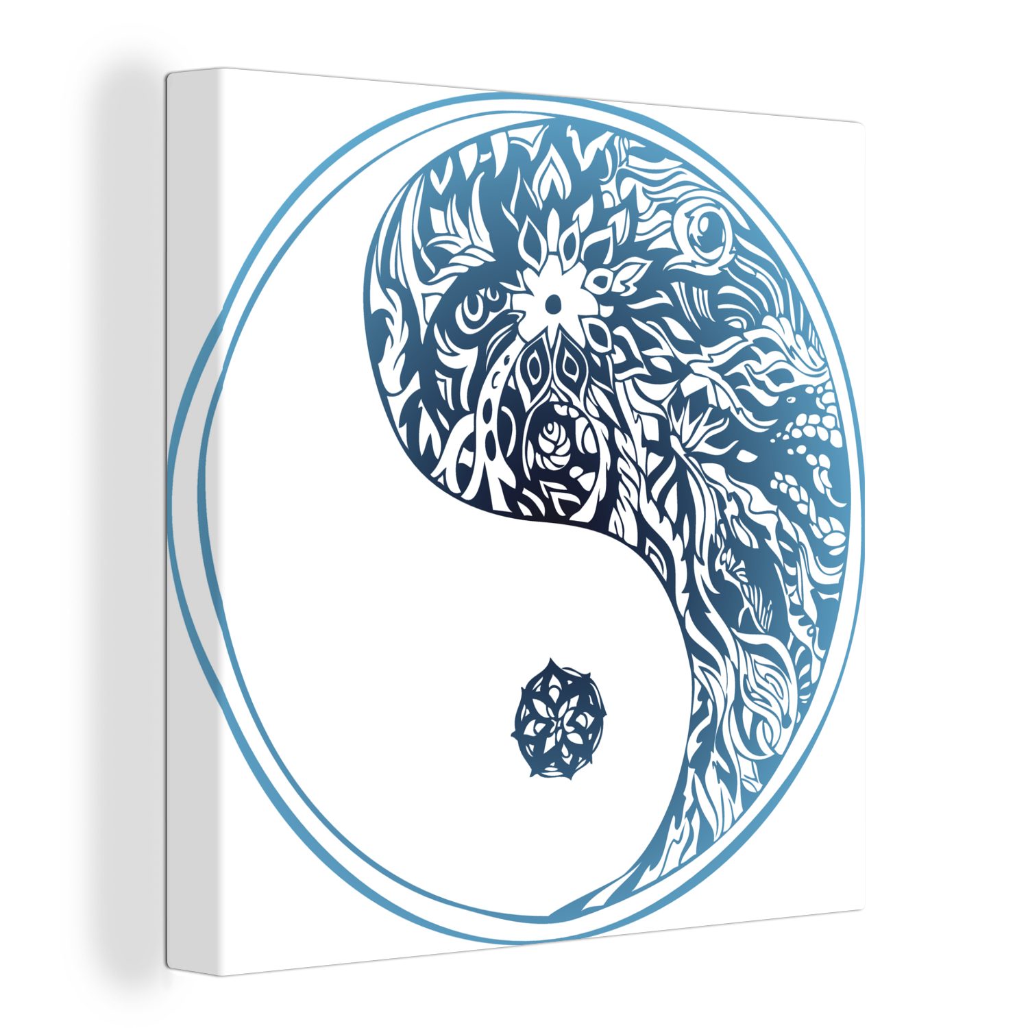 OneMillionCanvasses® Leinwandbild Eine Illustration von Yin und Yang in Blumen, (1 St), Leinwand Bilder für Wohnzimmer Schlafzimmer