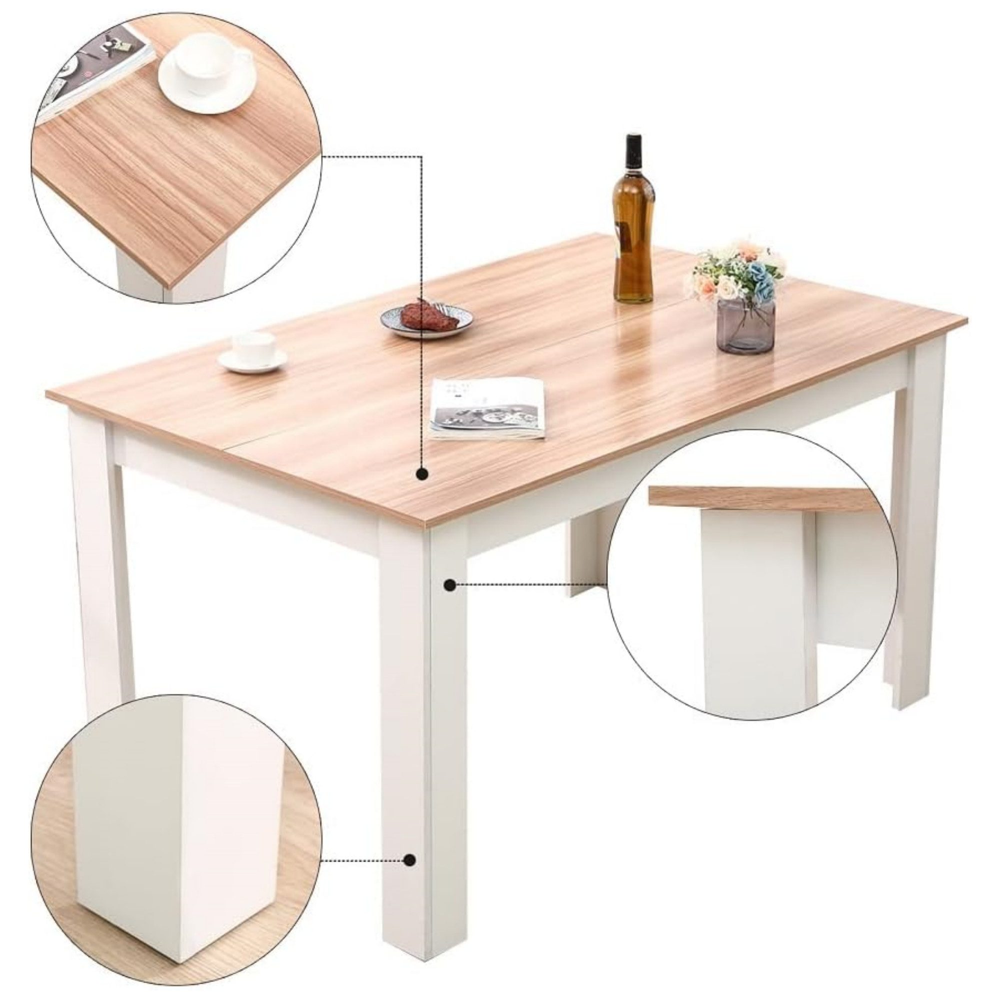 Mondeer Esstisch Esszimmertisch (120 x 80 x 75cm), Vielseitig, Stilvoll, in Mehreren Farben wählbar – Bild 4 von 5