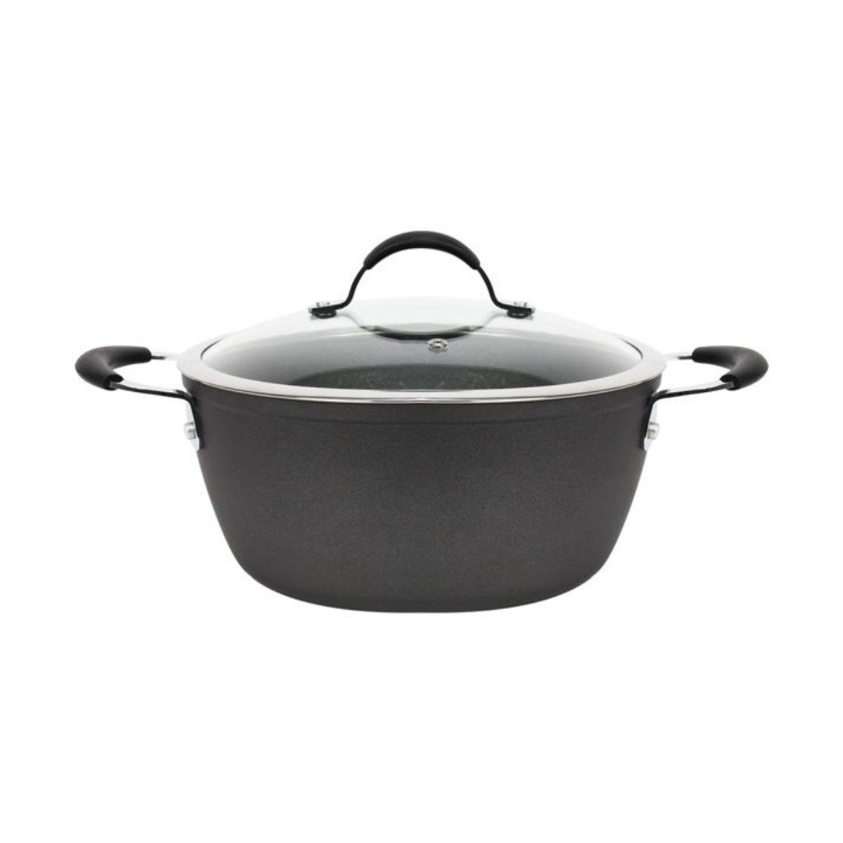 alesvelt Kochtopf mit Glasdeckel Dura 24 / 26 / 28 / 30 cm Induktion antihaft, Aluminium