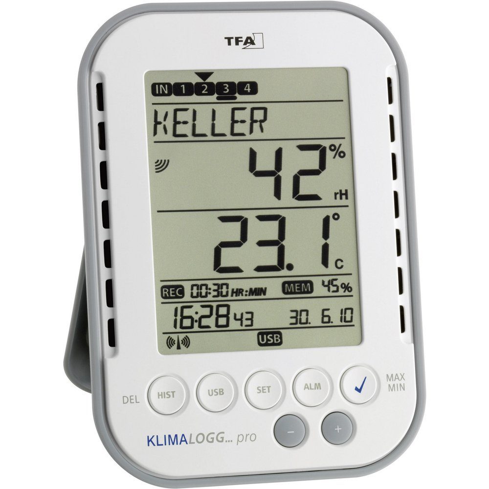 TFA Dostmann Hygrometer TFA Dostmann KlimaLogg Pro Luftfeuchtemessgerät (Hygrometer) 1 % rF 9