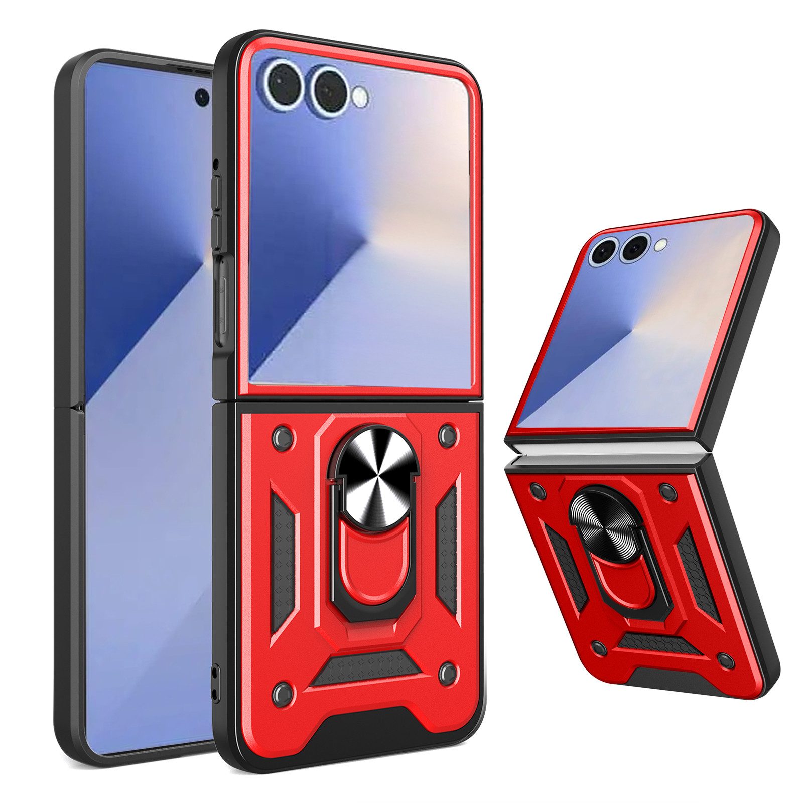 betterfon Handyhülle Panzer Hülle für Samsung Galaxy Z Flip 7 Outdoor Case mit Kameraschutz, Outdoorhülle mit Ringhalter Smartstand und Silikonkern