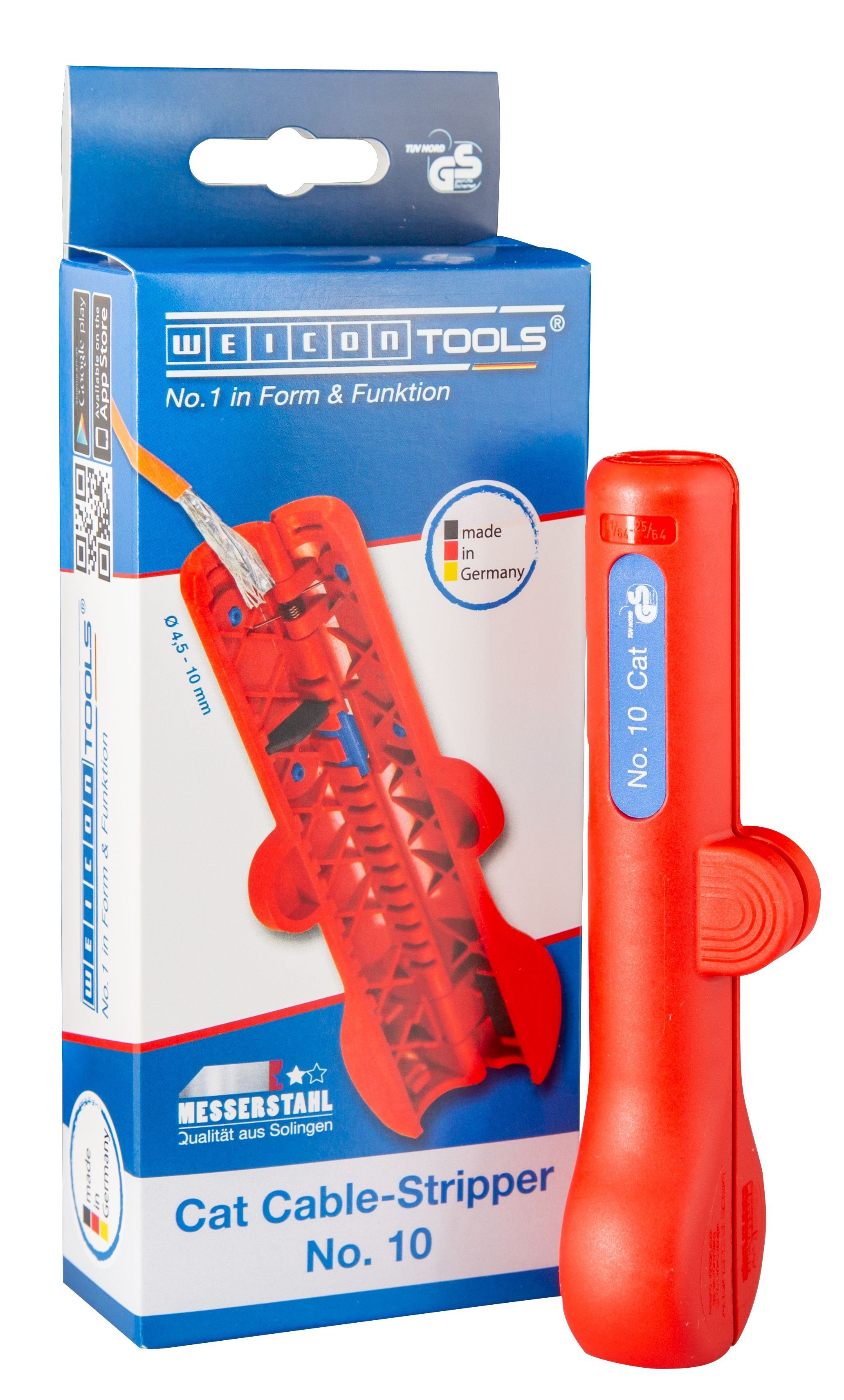 WEICON Abmantelungszange 5 Cat Cable-Stripper No.10, Entmanteler für Datenkabel, 1-tlg., Geprüfte Sicherheit TÜV NORD