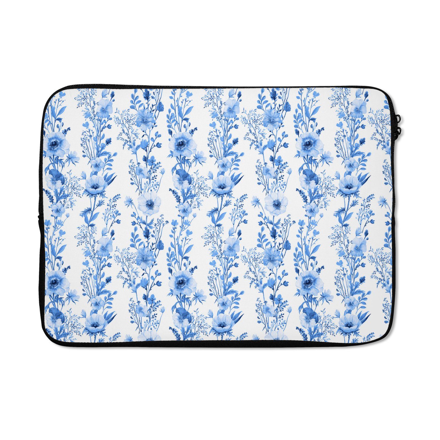 MuchoWow Laptop-Hülle Blumen - Anemone - Muster - Blau 13.3 Zoll, Laptopsleeve, weiches Innenfutter zum Schutz Kratzern, Laptoptasche