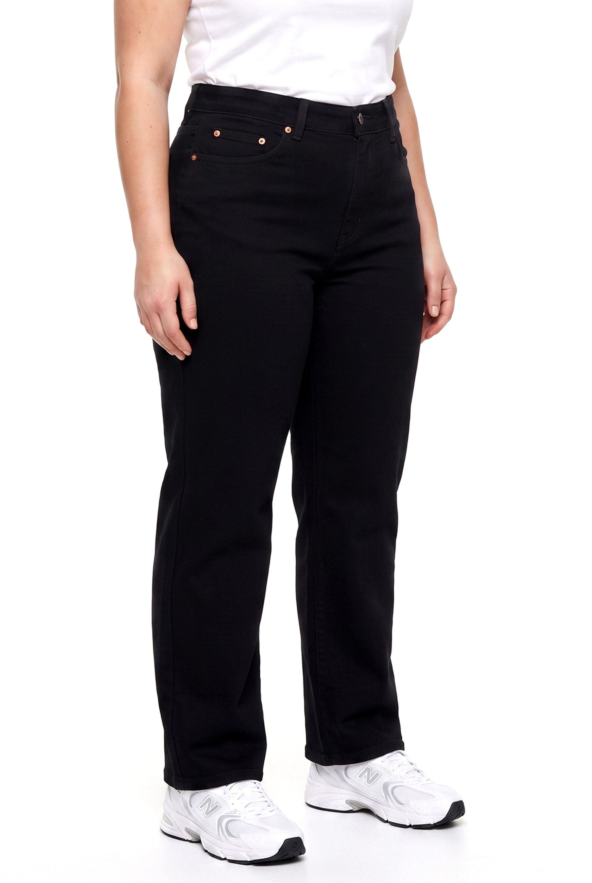 ESRA Straight-Jeans Gerade Schnitt Jeans hoher Bund mit Stretch bis Plus Size Übergröße Straight Jeans Damen High Waist Stretch Jeans Hose mit geradem Bein – Bild 5 von 5