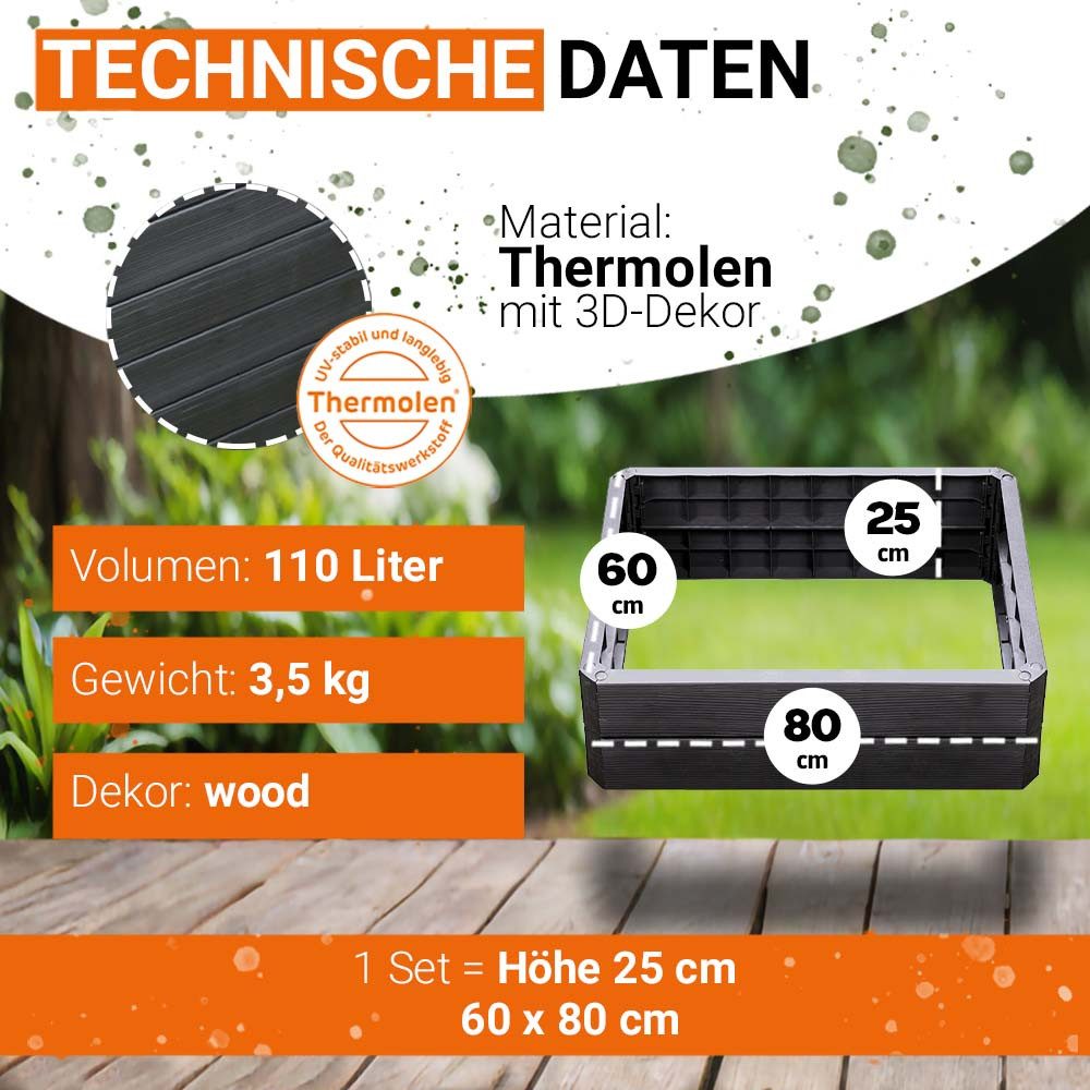 GARANTIA Hochbeet ERGO QUADRO M Hochbeet-System Wood 4 Paneele inkl. Verbinder