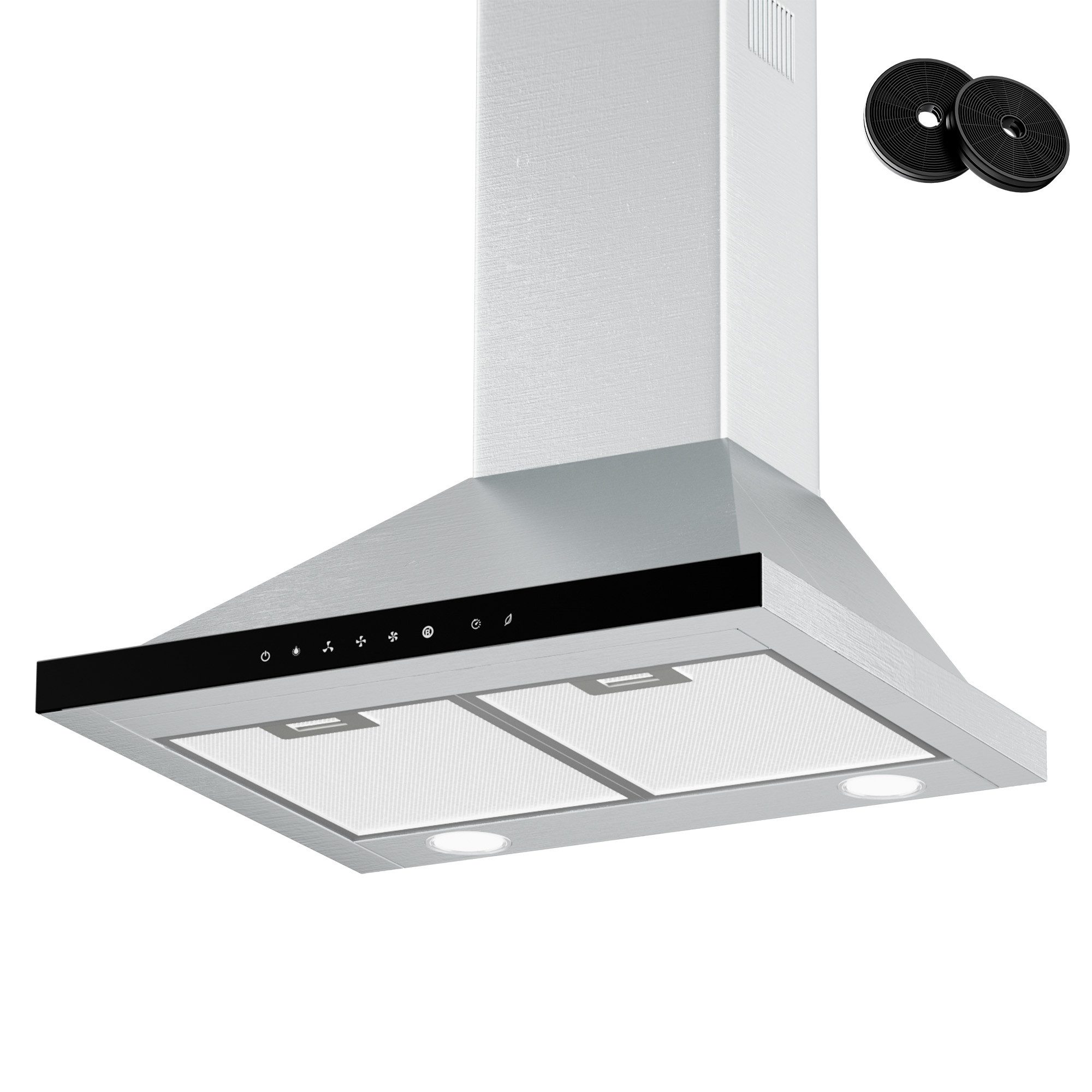 Levivo Wandhaube A+++ Dunstabzugshaube 60cm Umluft & Abluft mit 770 m³/h Aktivkohlefiltern, Fettfiltern, LED-Beleuchtung