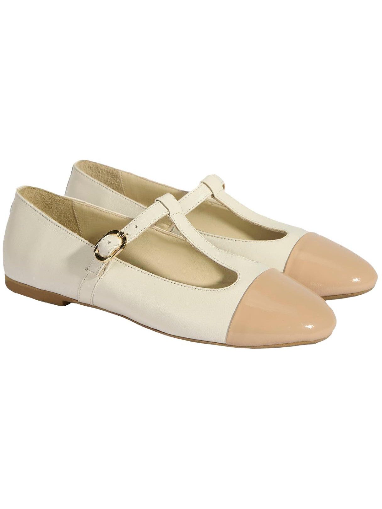 Desa Damen-Ballerinas aus Lackleder – Schnallenverschluss, flacher Absatz Ballettschuh
