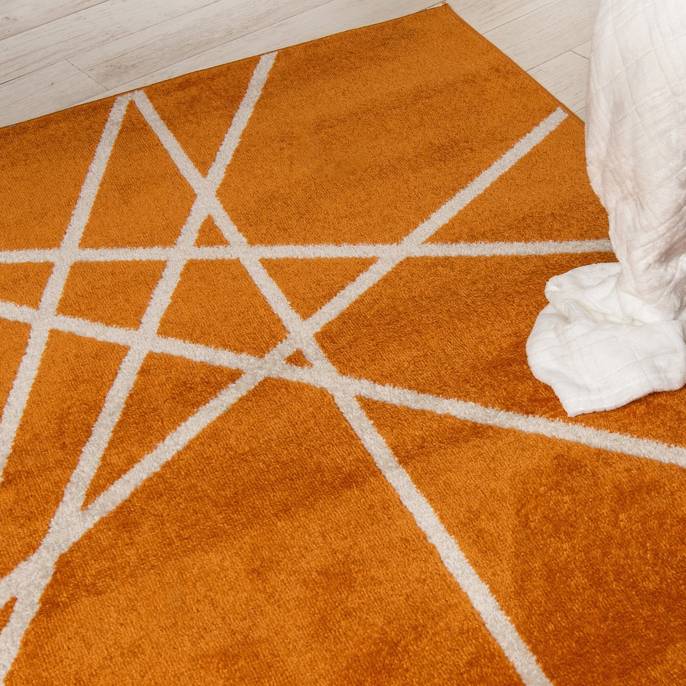 Designteppich Modern Teppich Geometrisch Muster 80 Geeignet für - x mm, Orange Fußbodenheizung, Kurzflor 150 Kurzflor, 7 Mazovia, cm, farbe Höhe