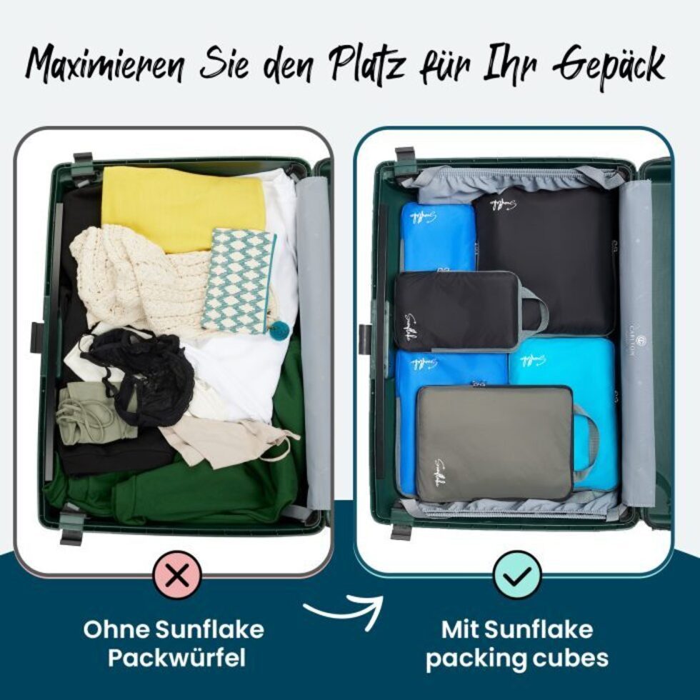 Sunflake Kofferorganizer Kompressions-Packwürfel / Kompressionswürfel 6 Stück (6-tlg)