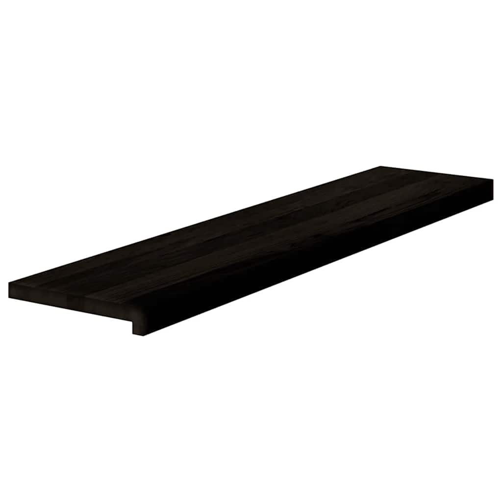 vidaXL Stufenmatte Treppenstufen 2 Stk. Braun-Schwarz 110x30x2 cm Massivholz Eiche, Rechteckig, Höhe: 2 mm