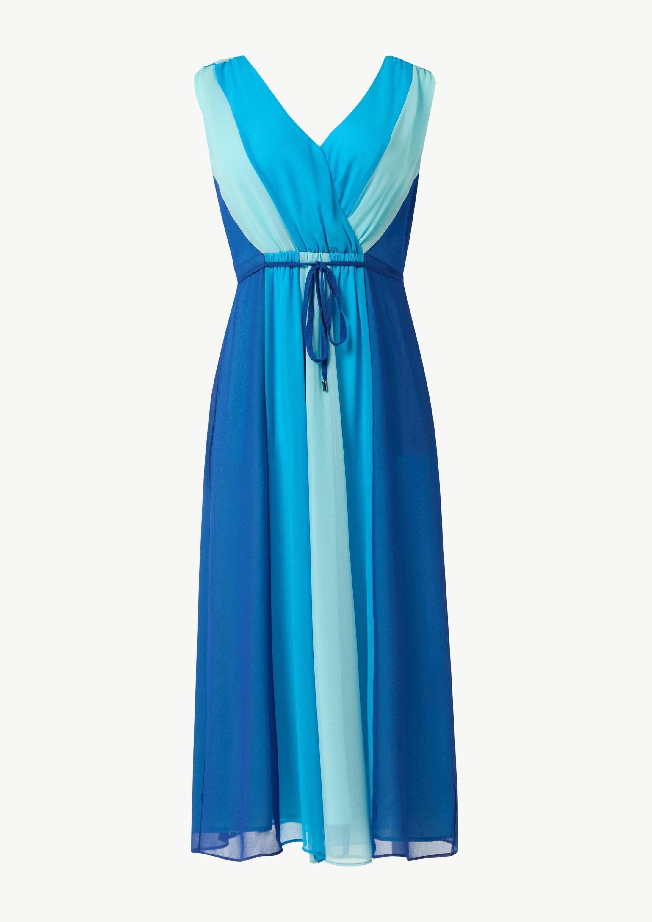 comma Midikleid Kleid Ärmelloses Bahnen-Kleid aus Chiffon mit elastischem Bund