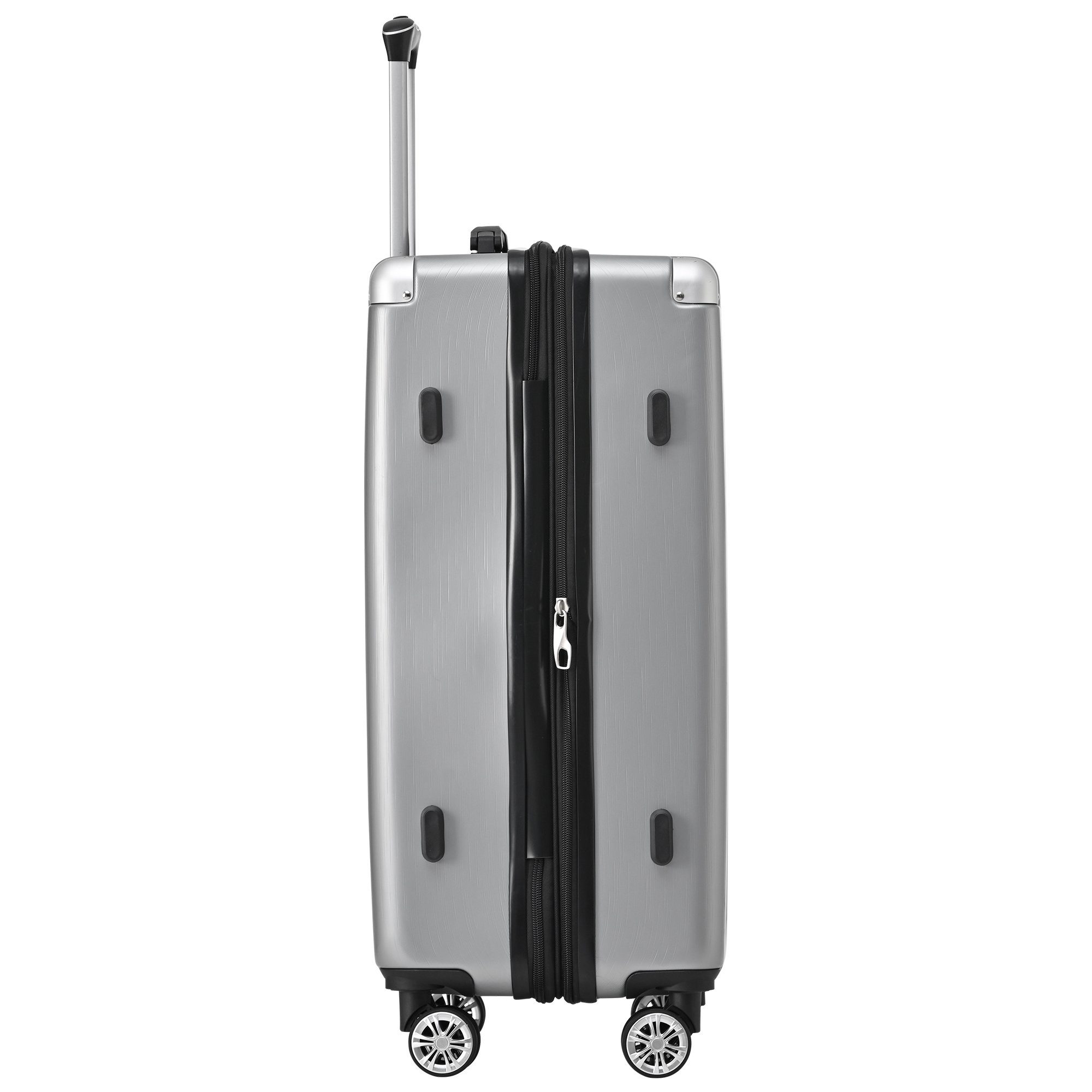 EXTSUD Handgepäckkoffer Hartschalen-Koffer, Rollkoffer, Reisekoffer, ABS-Material, Zollschloss, 4 Rollen, Handgepäck 76.5*50.5*31.5 TSA grau