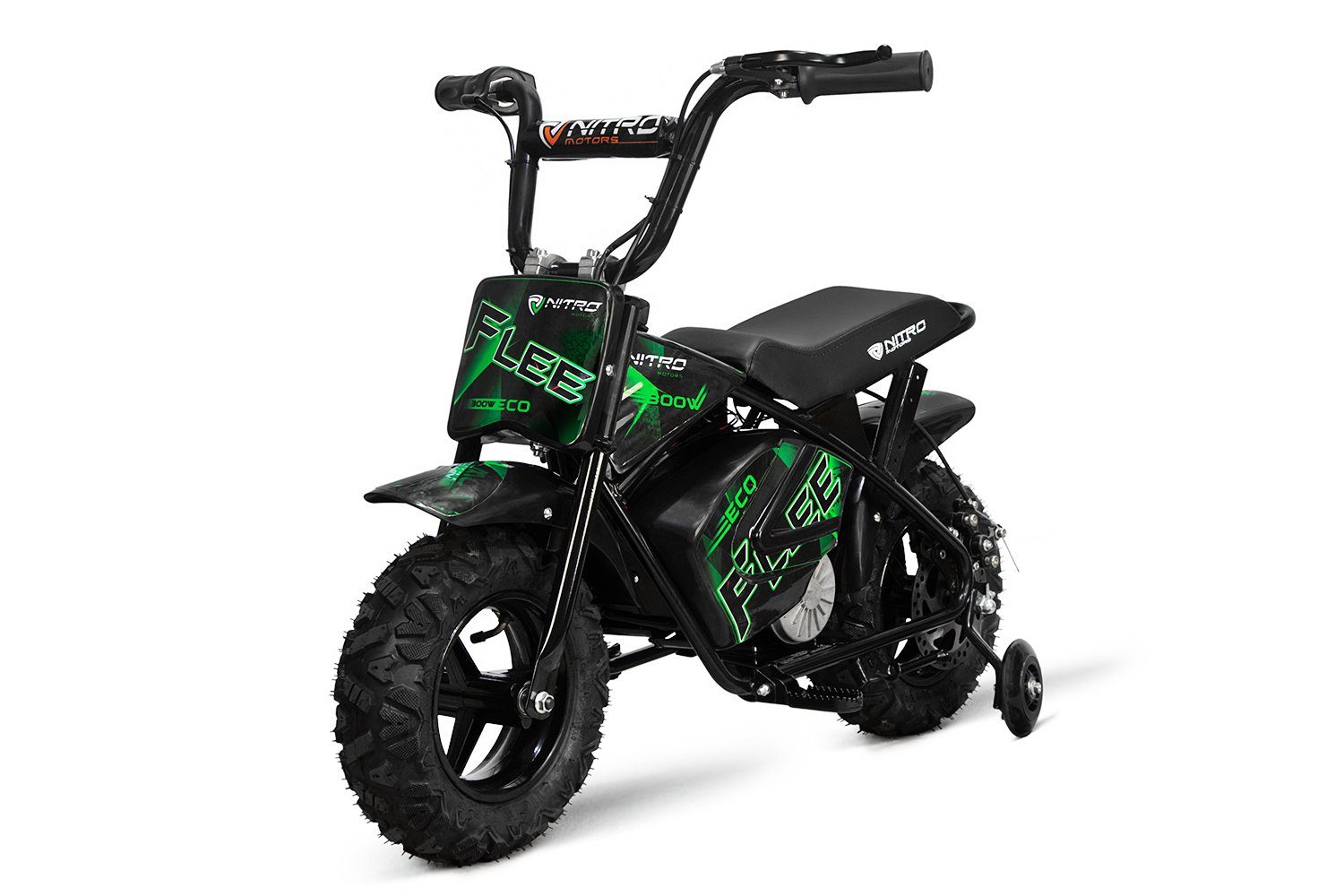 300W Elektro-Kindermotorrad Smarty Flee Grün 24V Zoll Eco 6,5 2-Stufen