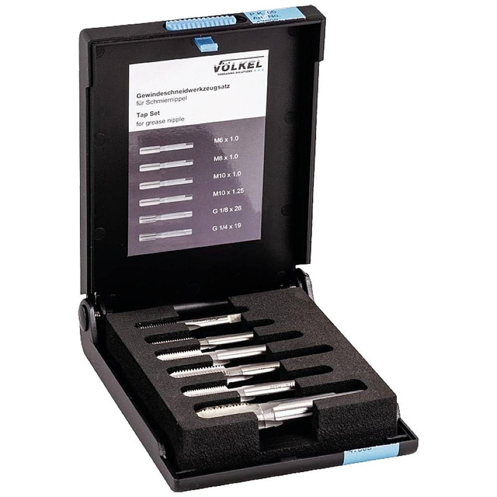 VÖLKEL Gewindeschneider Gewindeschneidzeugsatz M6-M10/G1/4-G1/8″ HSS-G 6-tlg 47008