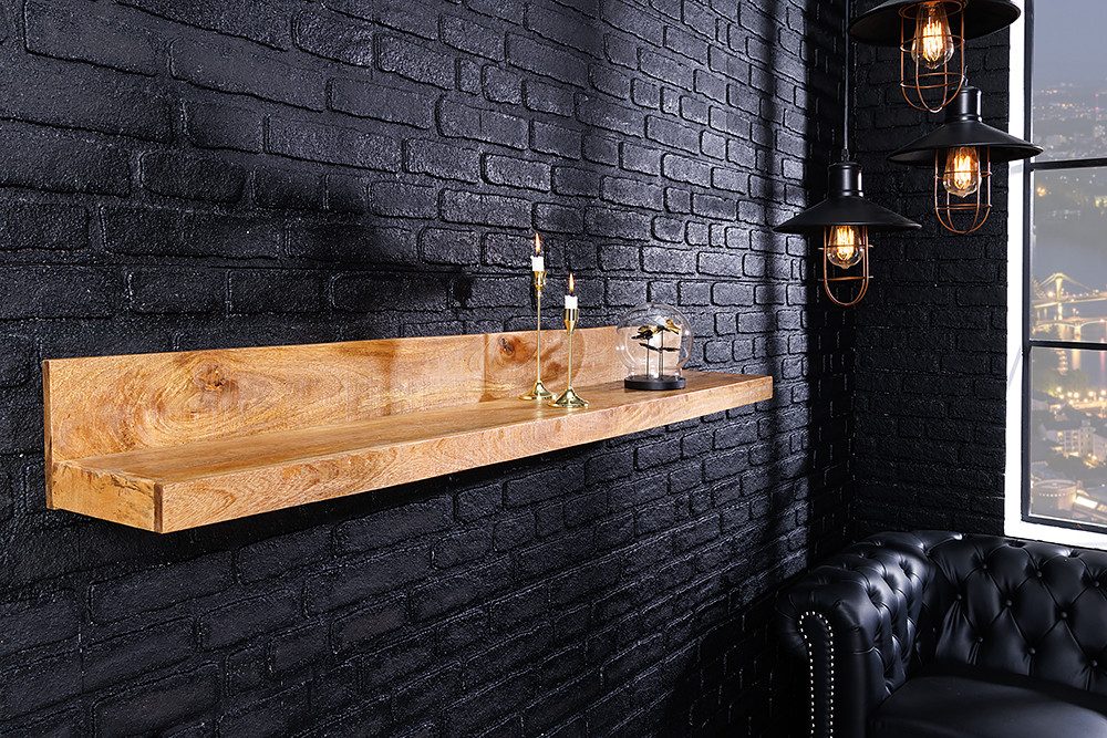 riess-ambiente Wandregal MAKASSAR 140cm natur, Einzelartikel 1-tlg., Wohnzimmer · Mango-Massivholz · handmade · Brett · lackiert · Design