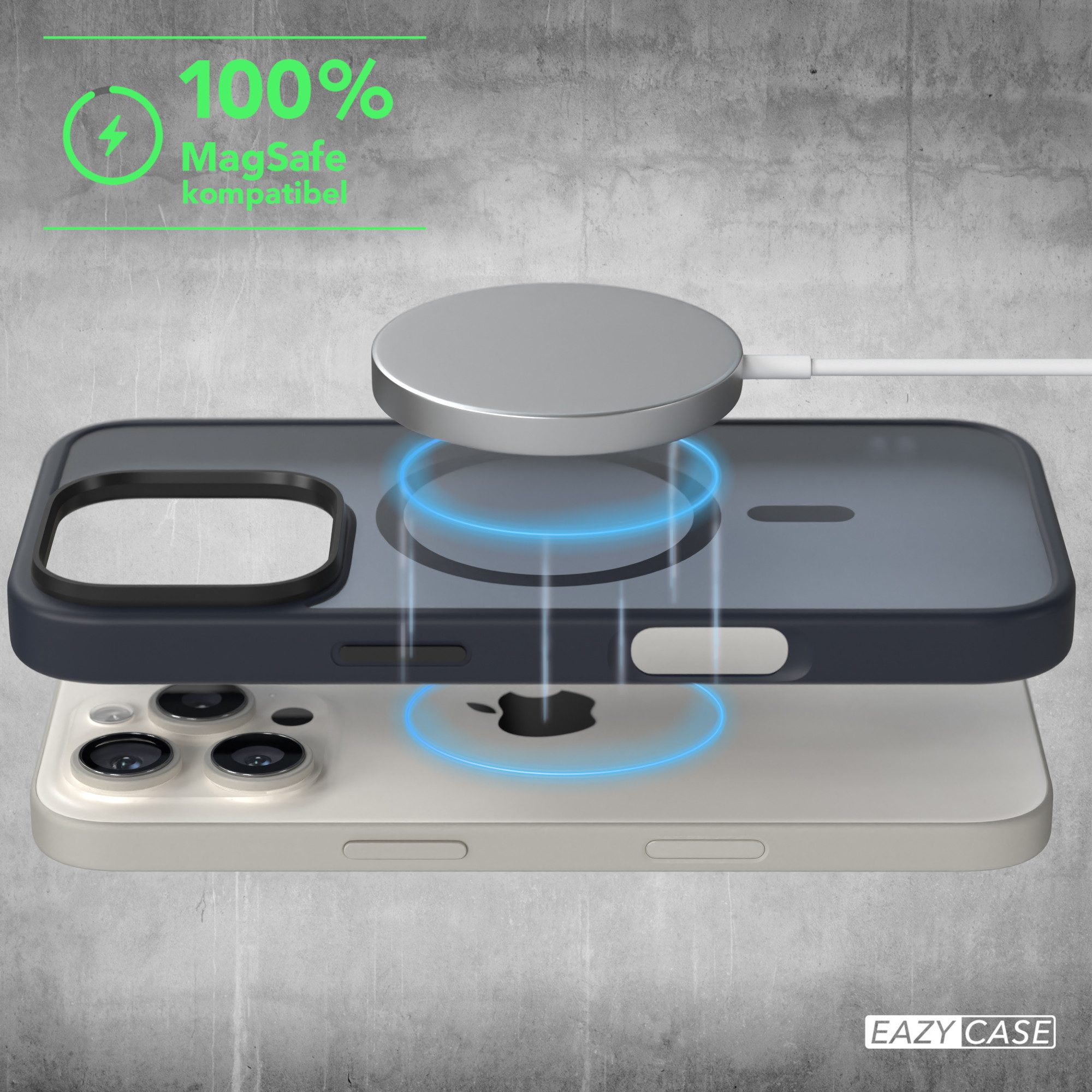 EAZY CASE Handyhülle Outdoor Case MagSafe für Apple iPhone 16 Pro 6,3 Zoll, Handy Cover MagSafe Slim Silicon Hülle Outdoorcase stoßfest Dunkelblau