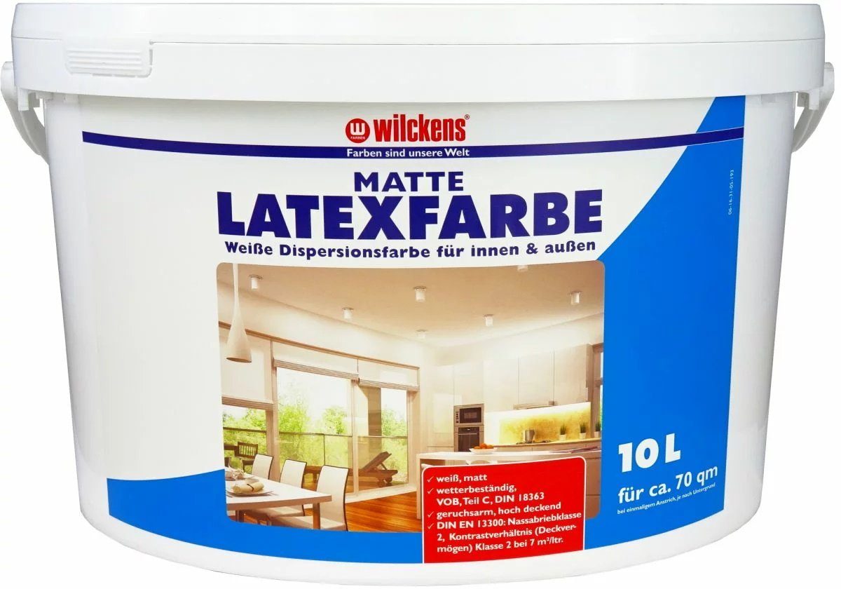 Wilckens Farben Wand- und Deckenfarbe Wilckens 10 L Latexfarbe weiße Farbe Latex Matt