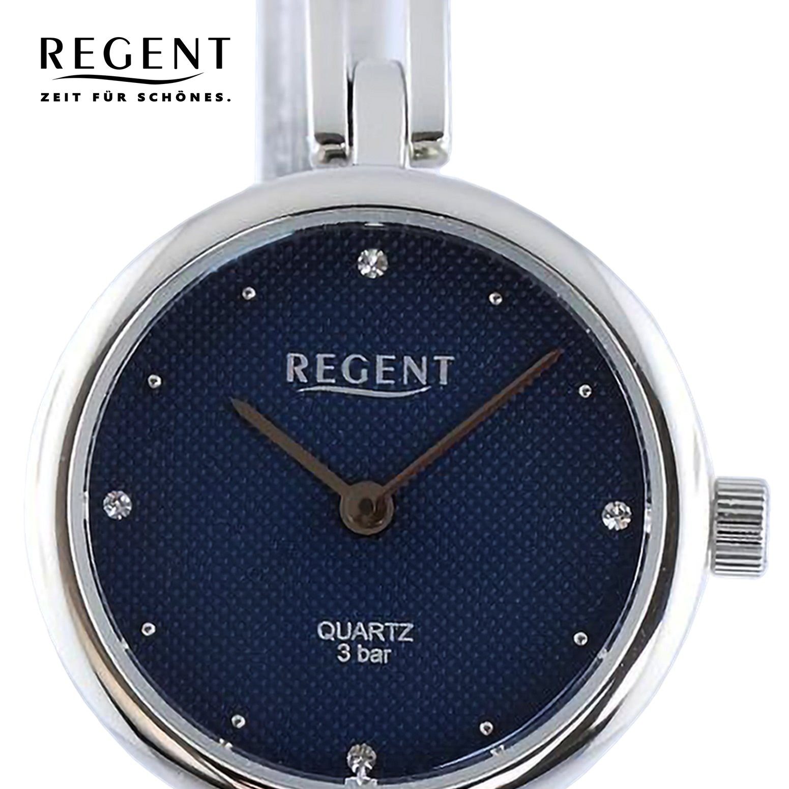 Quarzuhr Analog, rund, extra Armbanduhr Armbanduhr Regent (ca. 26mm), Damen Damen Metallarmband Regent groß
