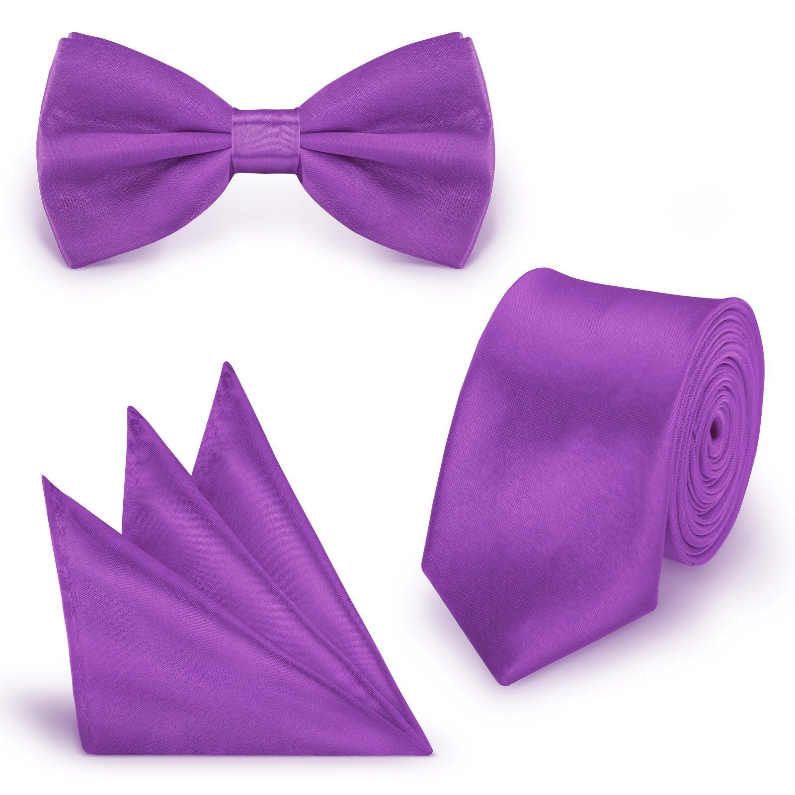 StickandShine Krawatte Krawatte Fliege Einstecktuch SET 3 Teilig Uni Polyester 5 cm Breite (Krawatte Fliege und Einstecktuch, Spar-SET, 3 Teilig) SET Uni