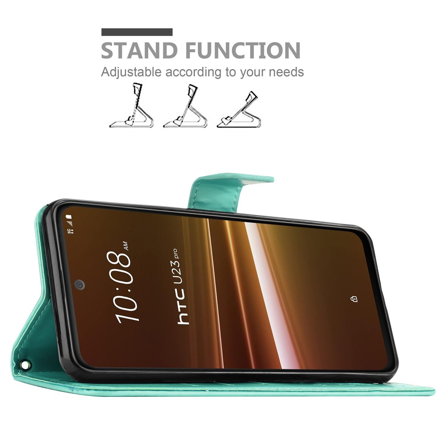 Cadorabo Handyhülle für HTC U23 PRO Hülle HTC U23 PRO, Hülle Schutzhülle Blumen Flower mit Standfunktion Kartenfach Magnet