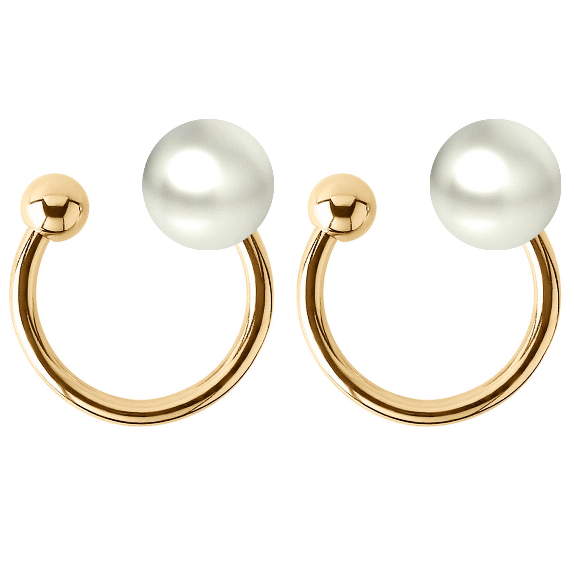 LÖB Ohrklemme 750er (18 Karat) Gold Vergoldet Ohrklemme Серьги Set Ear Cuff Perlen (Geschenke für Frauen Beste Freundin Mutter Mama Damen zum Geburtstag Weihnachten Weihnachtsgeschenke, Inkl. Schmuckbox), Fake Ohr Helix Cartilage Piercing Ring Ohrmanschette Earcuff Kugel