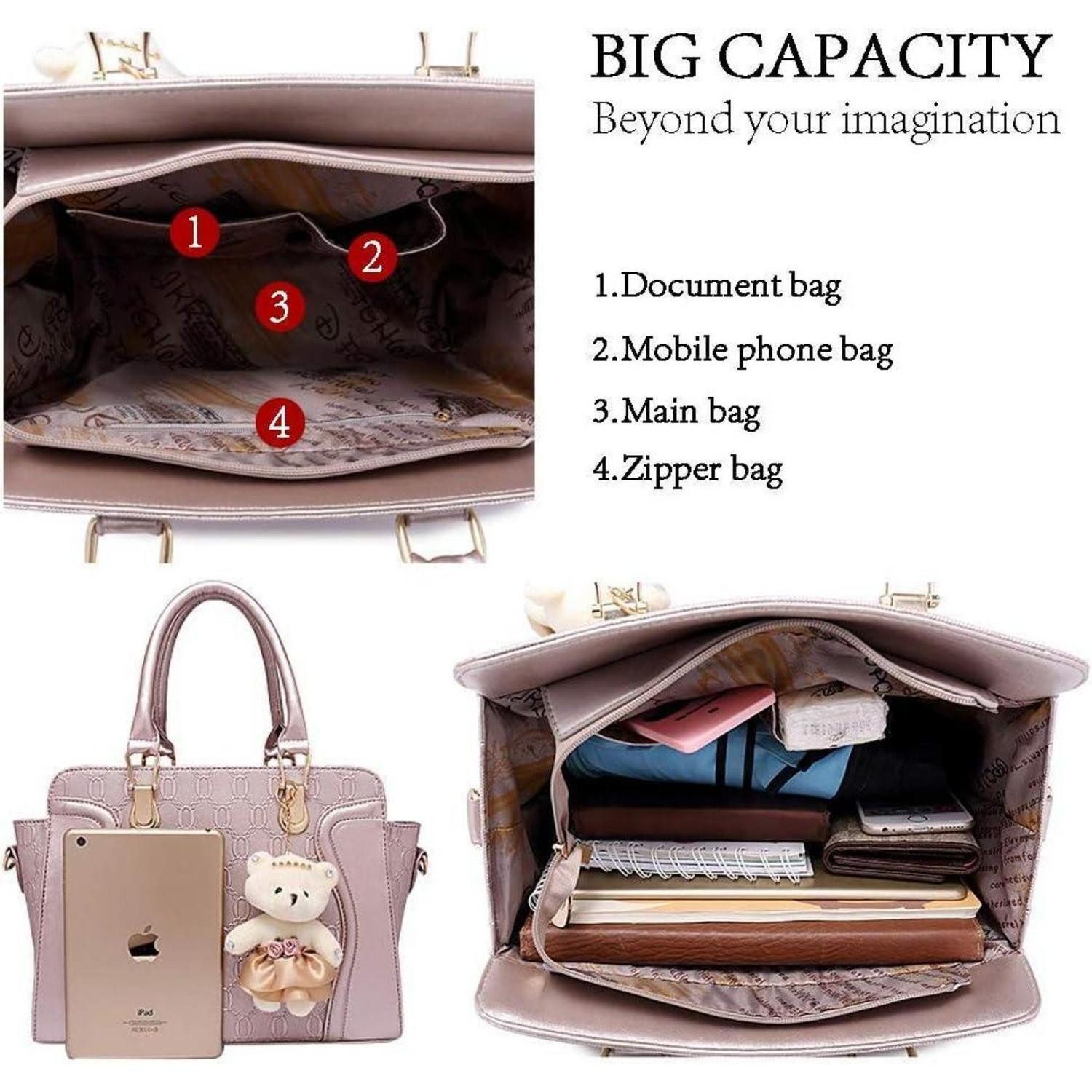 LuxusKollektion Handtasche Damen Handtasche Set 4-teilig Mittelgroß Elegant PU Leder