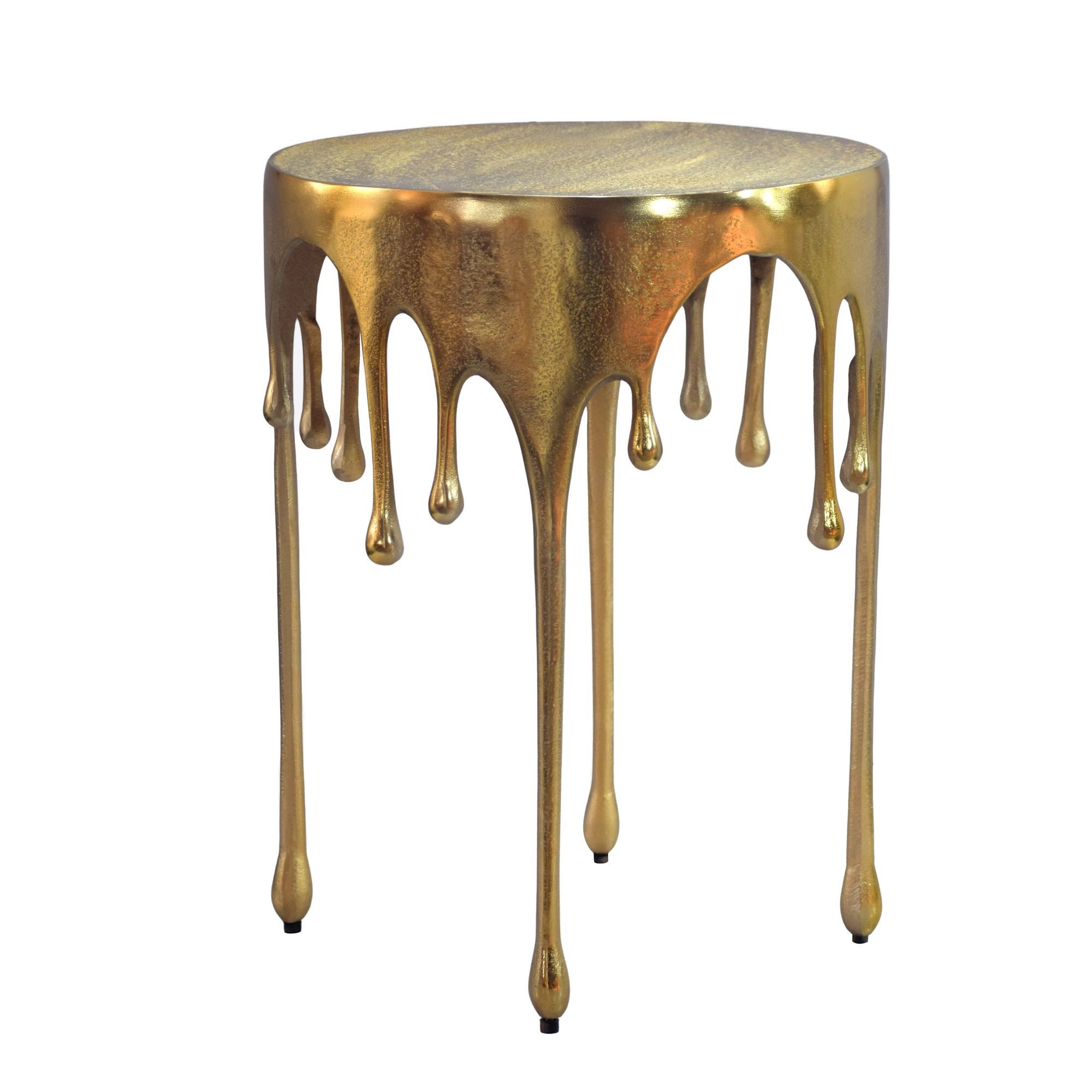 Wohnling Beistelltisch WL7.535 Anstelltisch Gold Tropfen Dekotisch Wohnzimmertisch Aluminium (Außergewöhnliche Struktur als Designhighlight), Moderner Wohnakzent mit skulpturaler Form
