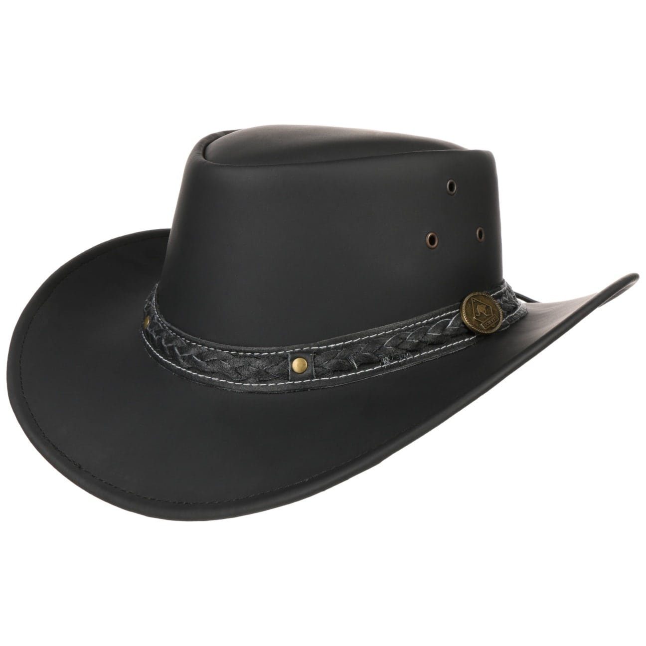 Cowboyhut Scippis schwarz mit Cowboyhut (1-St) Lederband